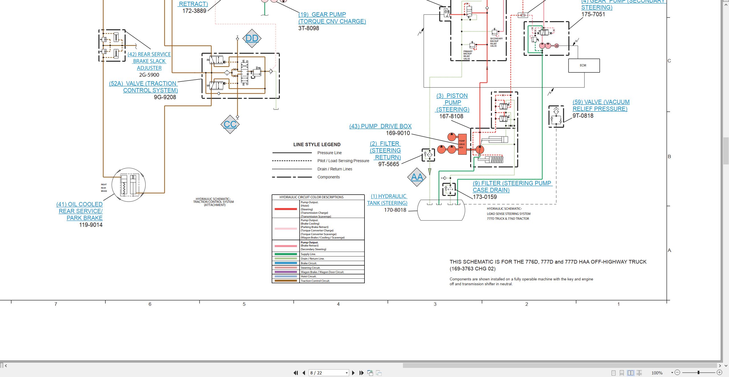 CAT Off Highway Truck 776D Electrical Hydraulic Schematic (3)