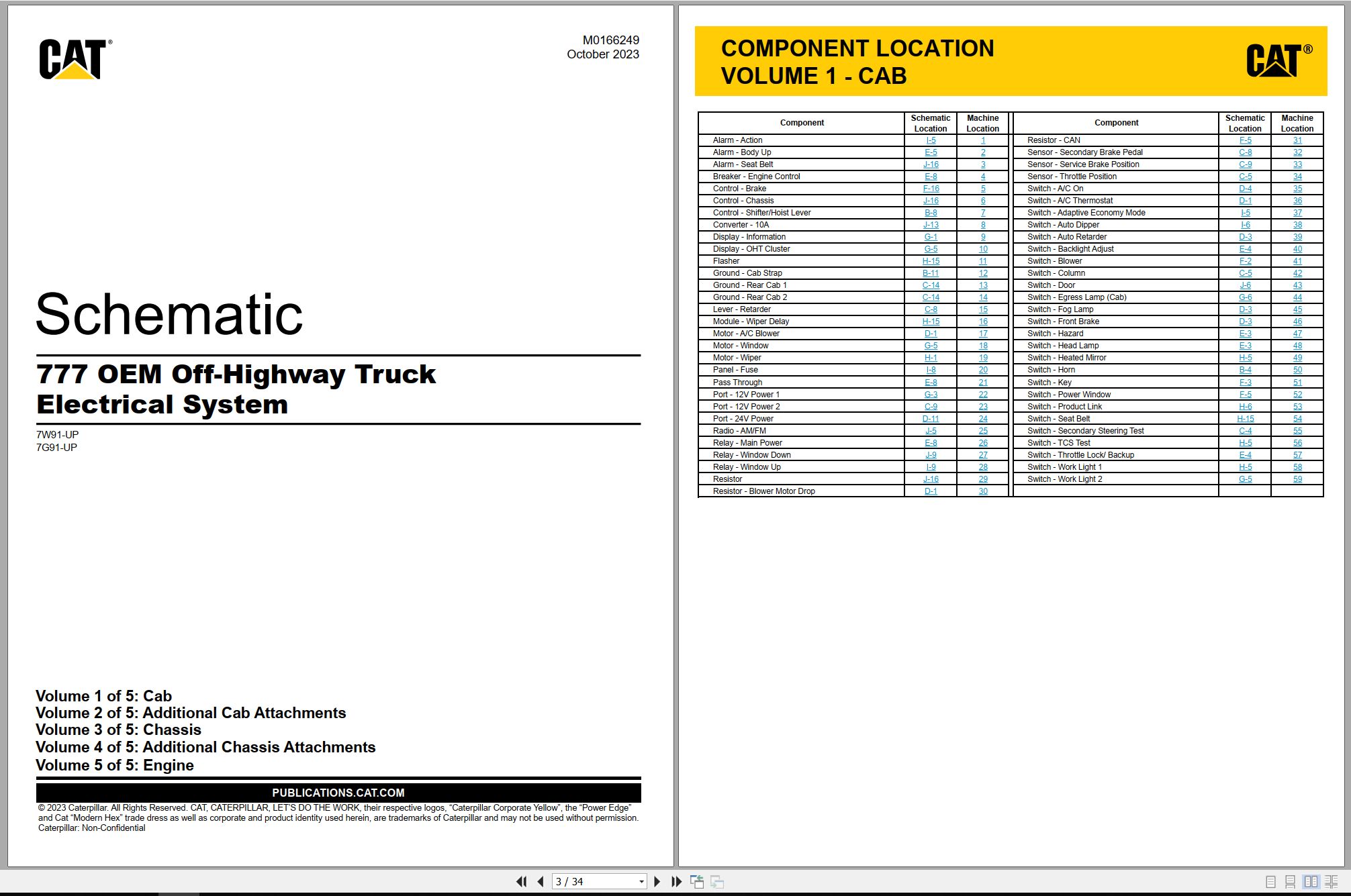 CAT Off Highway Truck 777 OEM Electrical Hydraulic Schematic (1)