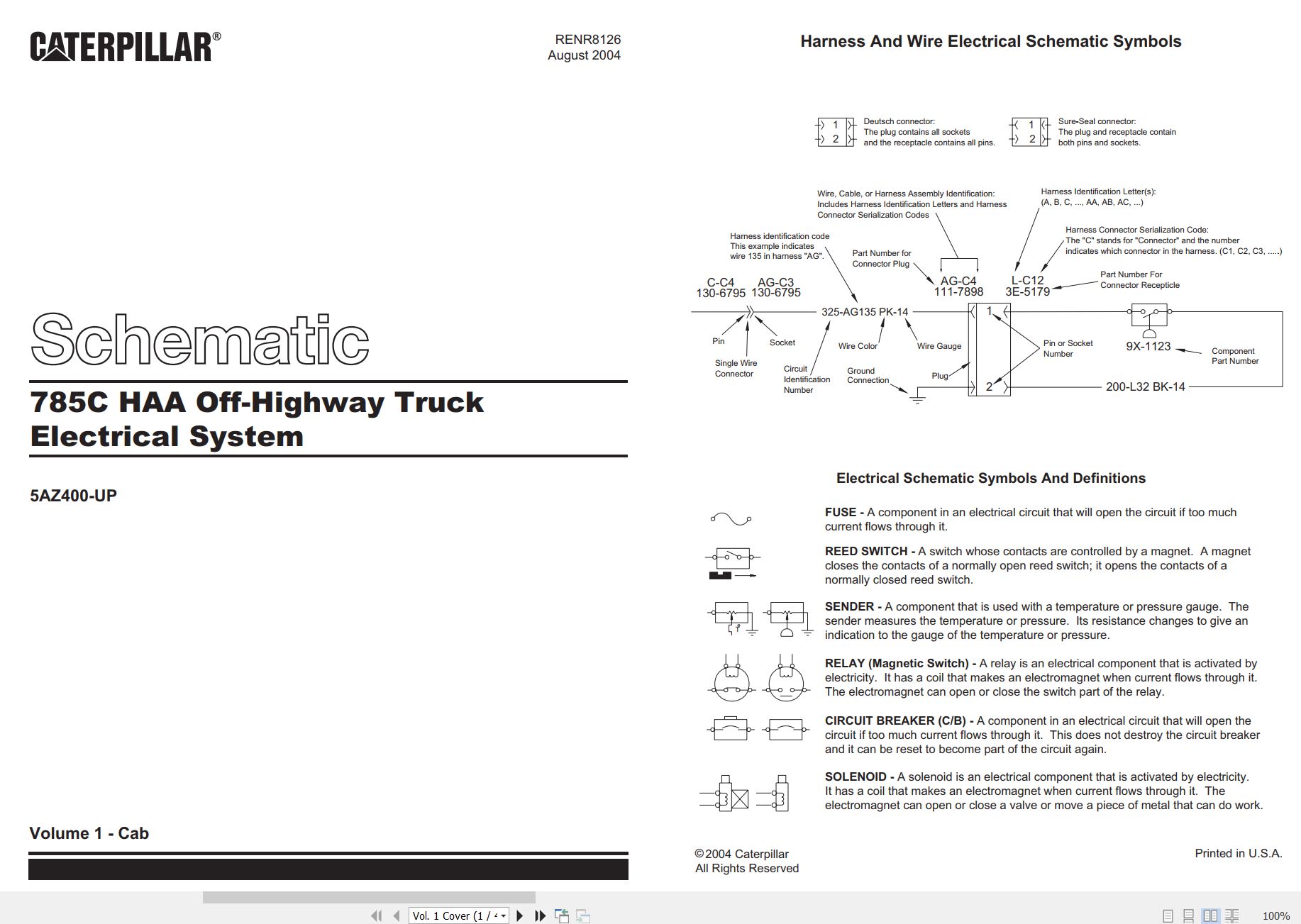 CAT Off Highway Truck 785C HAA Electrical Schematic RENR8126 00 2004 (1)