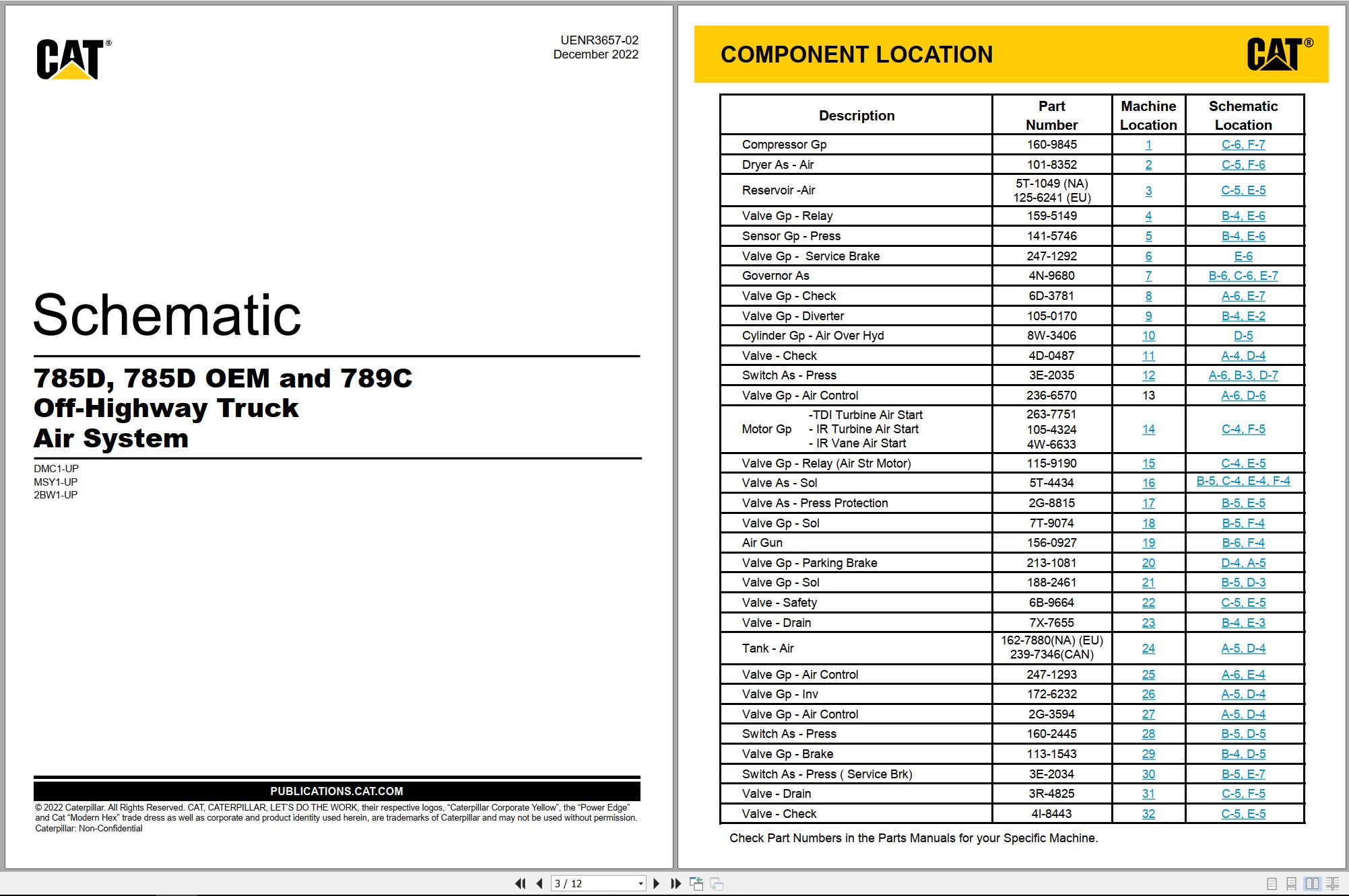 CAT Off Highway Truck 785D OEM Air System Schematic (1)