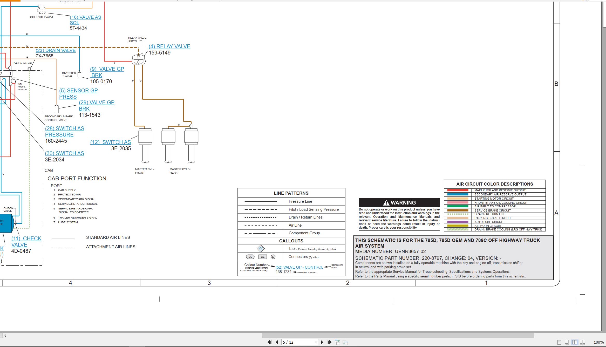 CAT Off Highway Truck 785D OEM Air System Schematic (2)