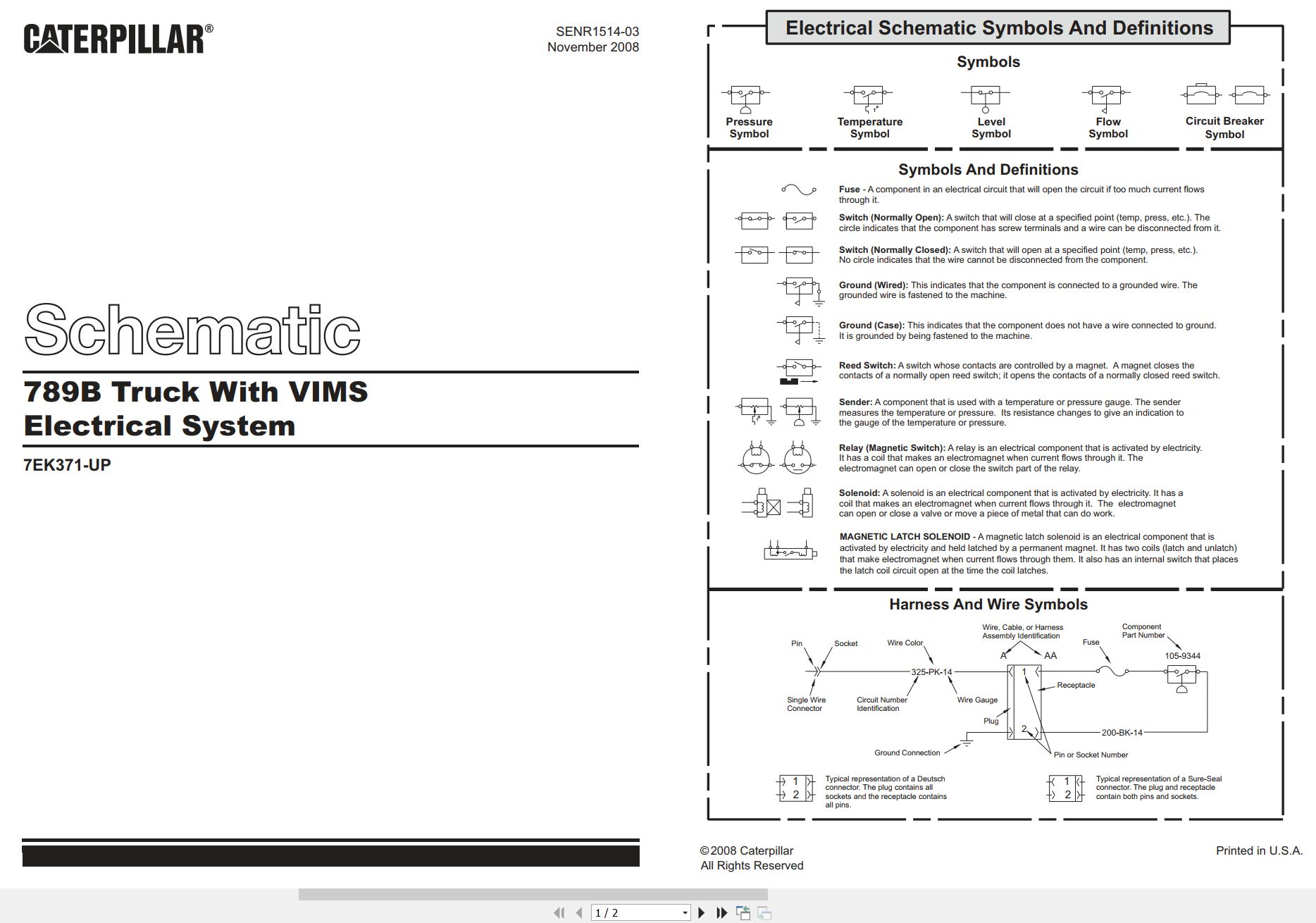 CAT Off Highway Truck 789B Electrical Hydraulic Schematic (1)