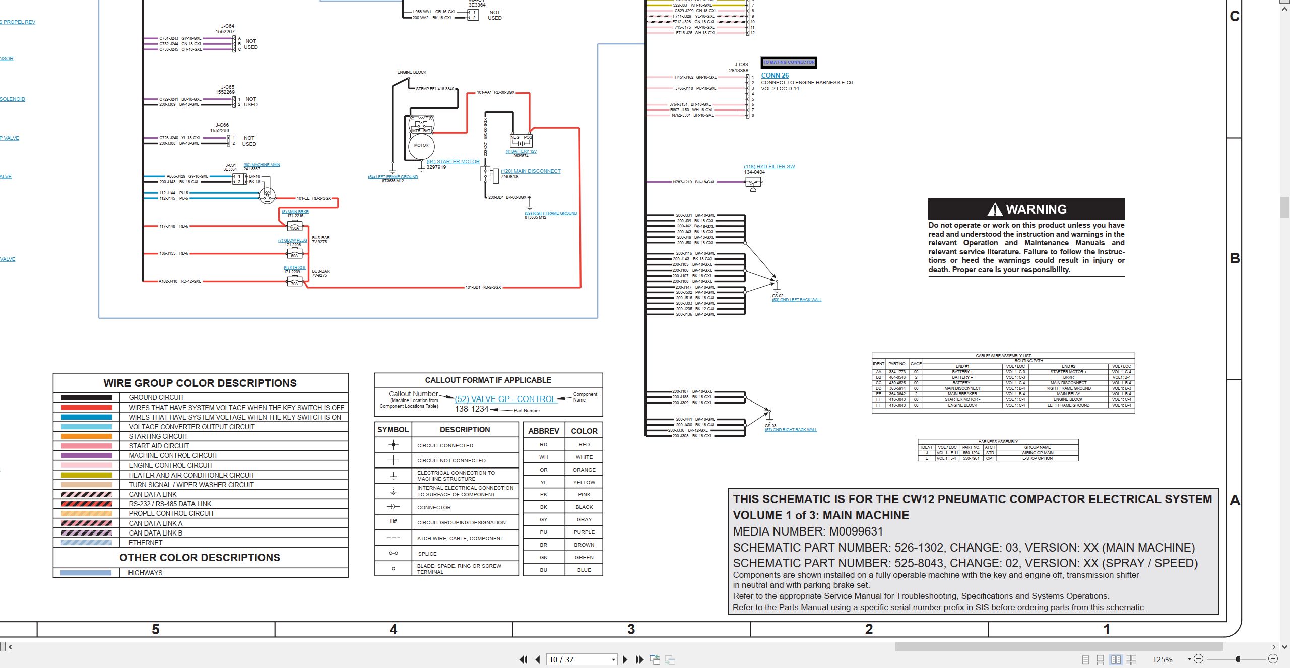 CAT Paving Compactor CW12 Electrical Hydraulic Schematic (2)