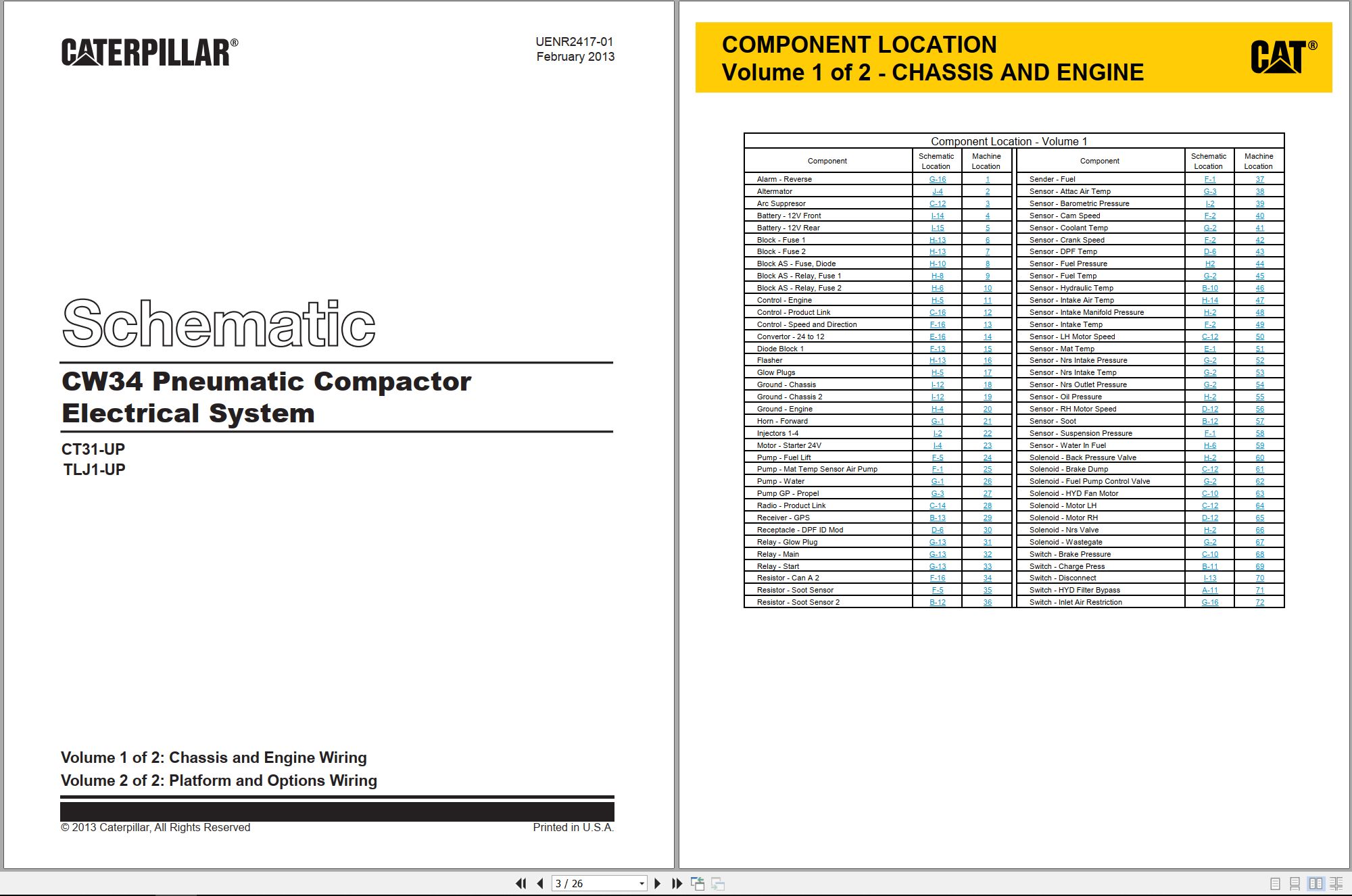 CAT Paving Compactor CW34 Electrical Hydraulic Schematic (1)