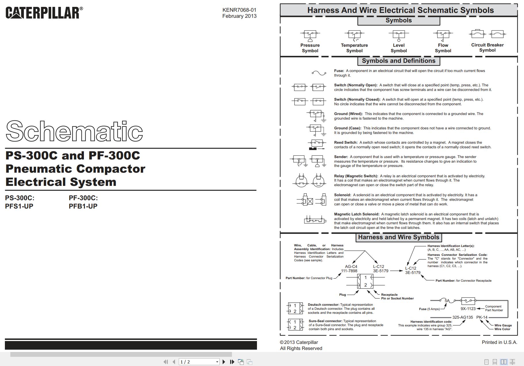 CAT Paving Compactor PF 300C Electrical Hydraulic Schematic (1)