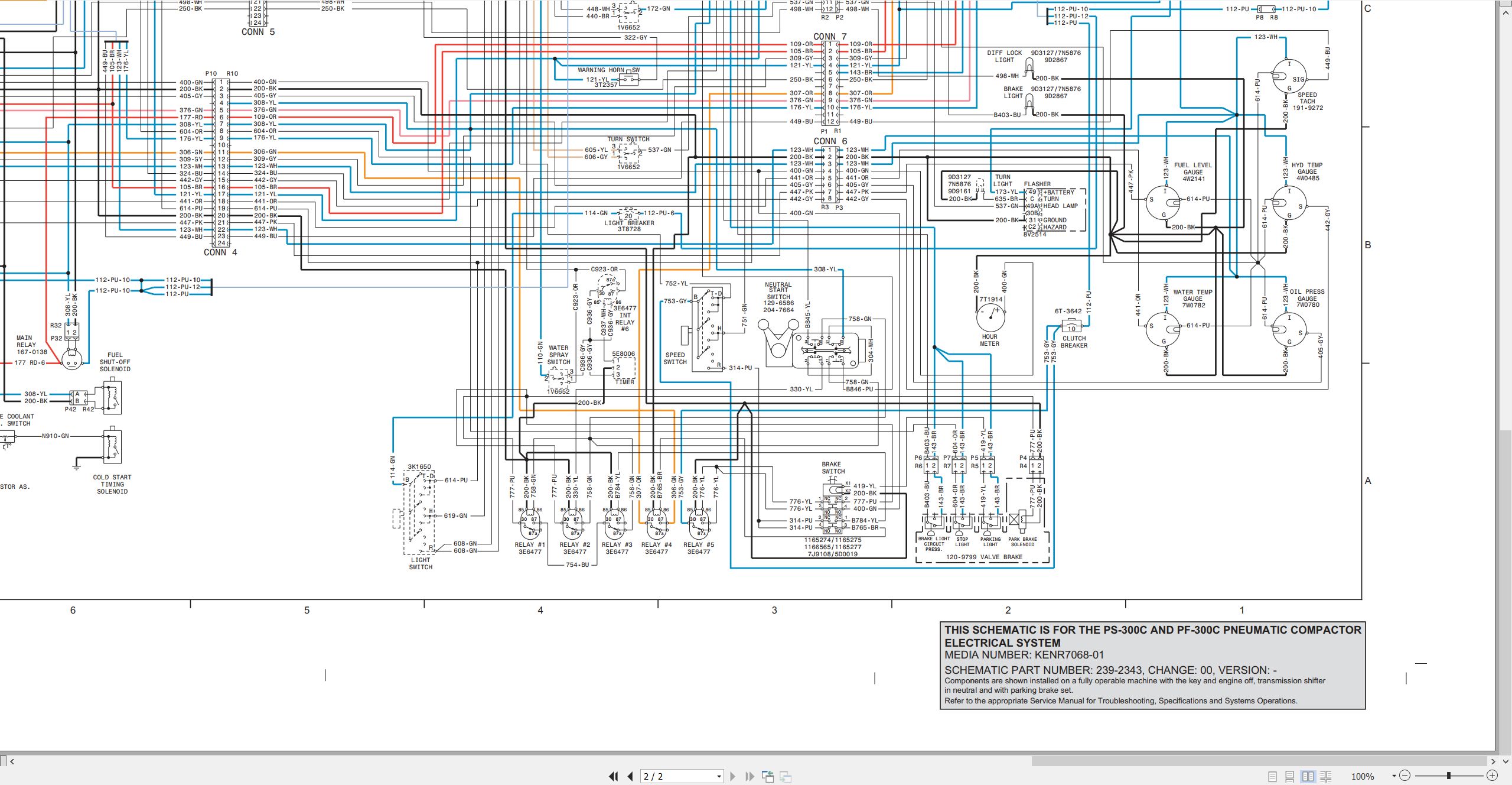 CAT Paving Compactor PS 300C Electrical Hydraulic Schematic (2)