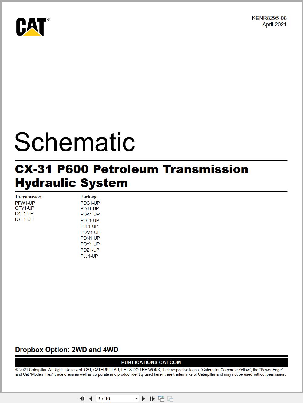 CAT Petroleum Transmission CX 31 P600 Electrical Schematic KENR8295 06 2021 (1)