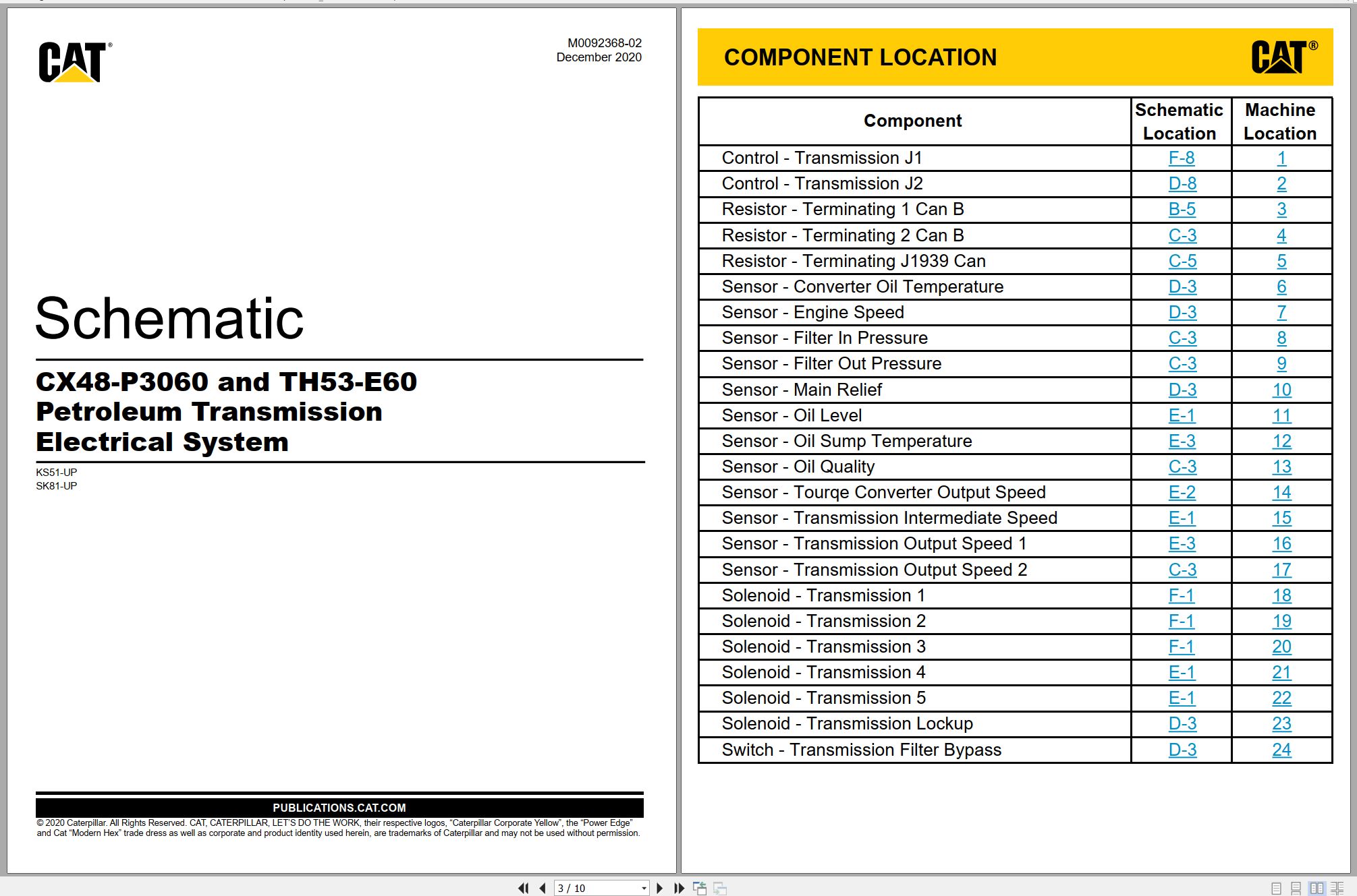 CAT Petroleum Transmission CX48 P3060 TH53 E60 Electrical Schematic M0092368 02 2020 (1)