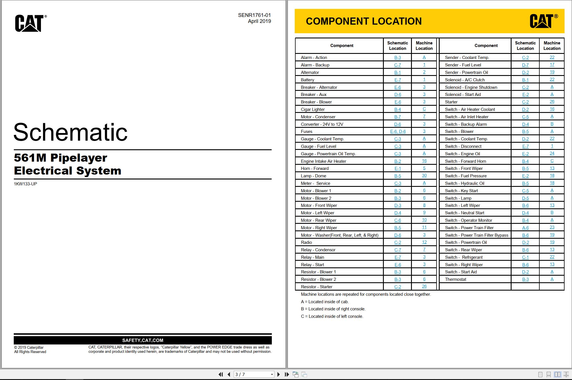 CAT Pipelayer 561M Electrical Schematic SENR1761 01 2019 (1)