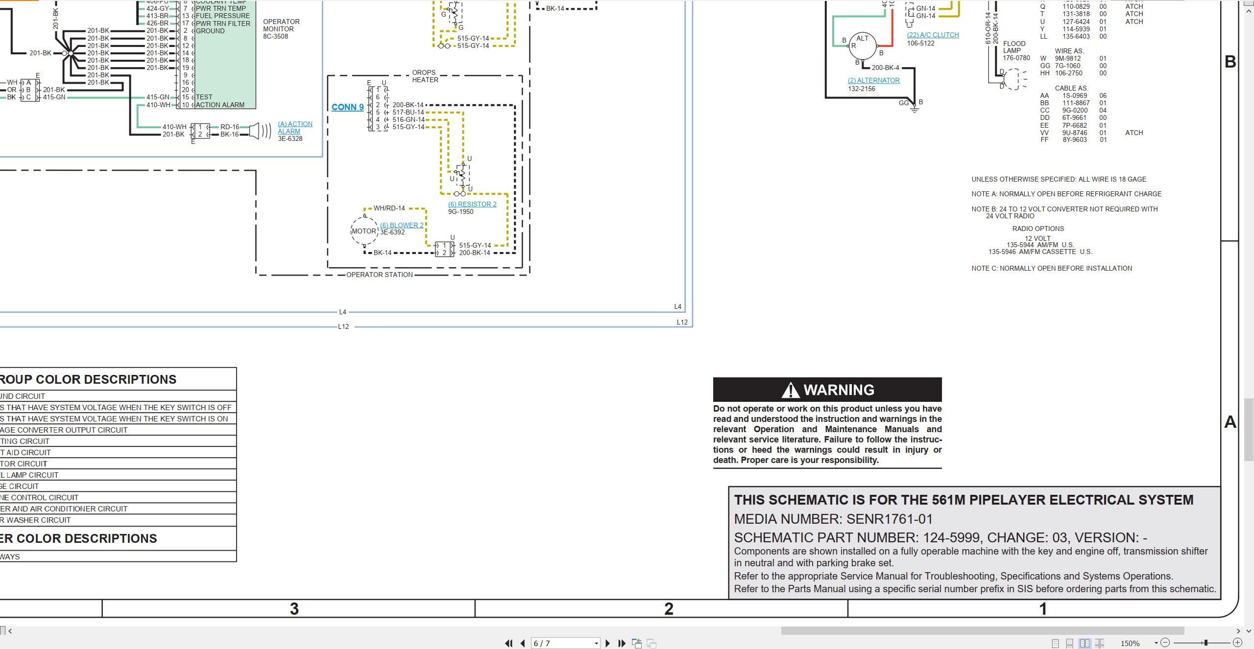 CAT Pipelayer 561M Electrical Schematic SENR1761 01 2019 (2)