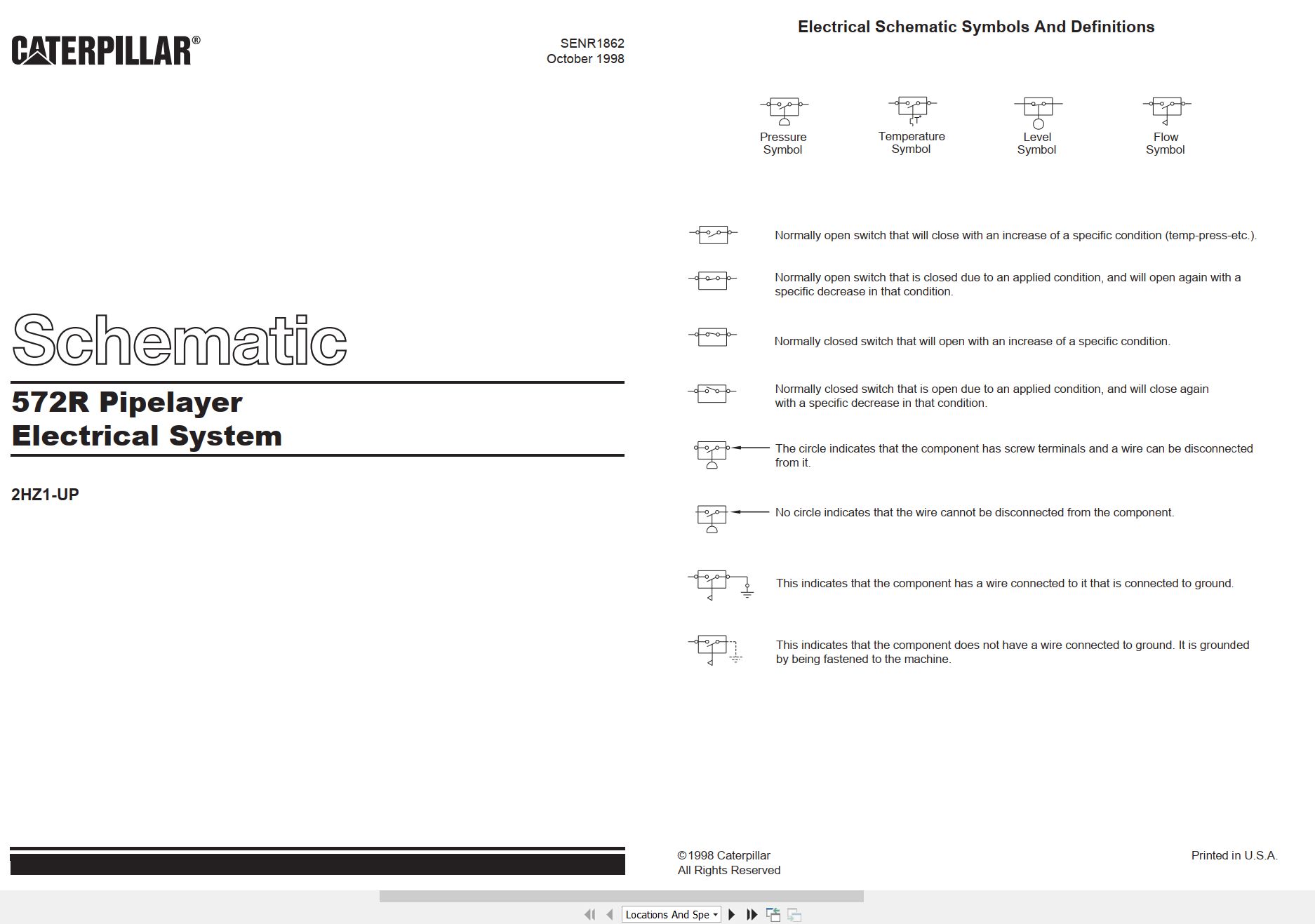 CAT Pipelayer 572R Electrical Schematic SENR1862 00 1998 (1)