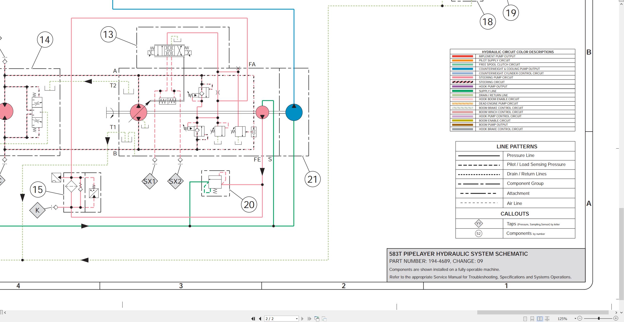 CAT Pipelayer 583T Electrical Hydraulic Schematic (3)