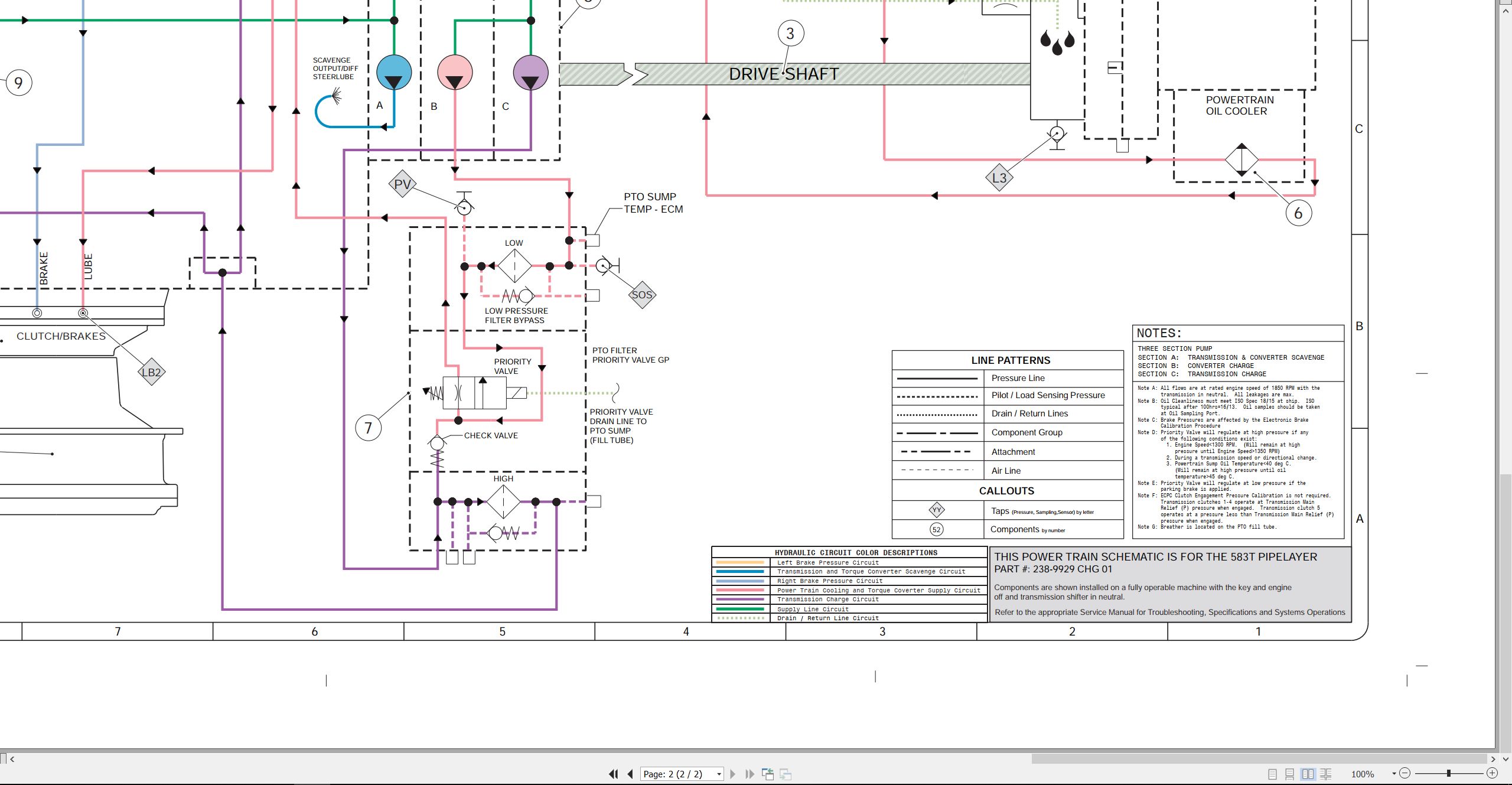 CAT Pipelayer 583T Electrical Hydraulic Schematic (4)