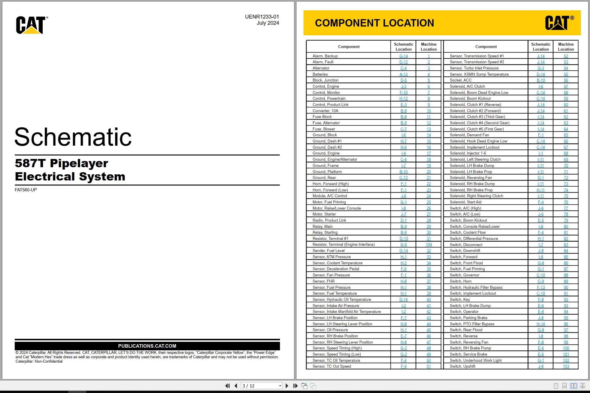 CAT Pipelayer 587T Electrical Hydraulic Schematic (1)