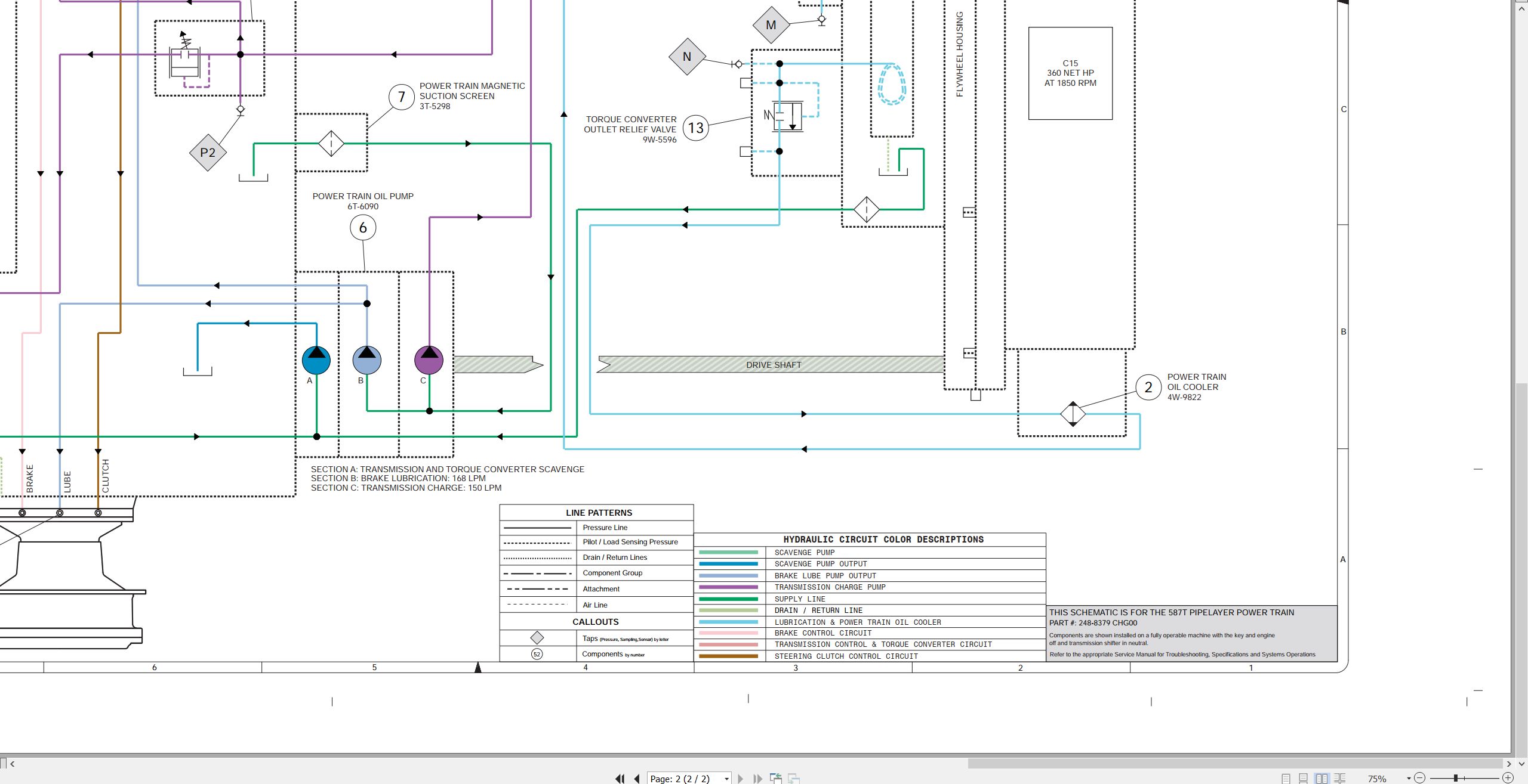 CAT Pipelayer 587T Electrical Hydraulic Schematic (4)