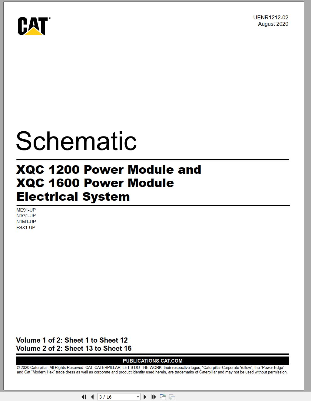 CAT Power Module XQC 1200 1600 Electrical Schematic UENR1212 02 2020 (1)