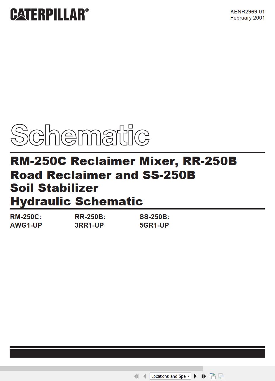 CAT Road Reclaimer RM 250C RR 250B SS 250B Hydraulic Schematic KENR2969 01 2001 (1)