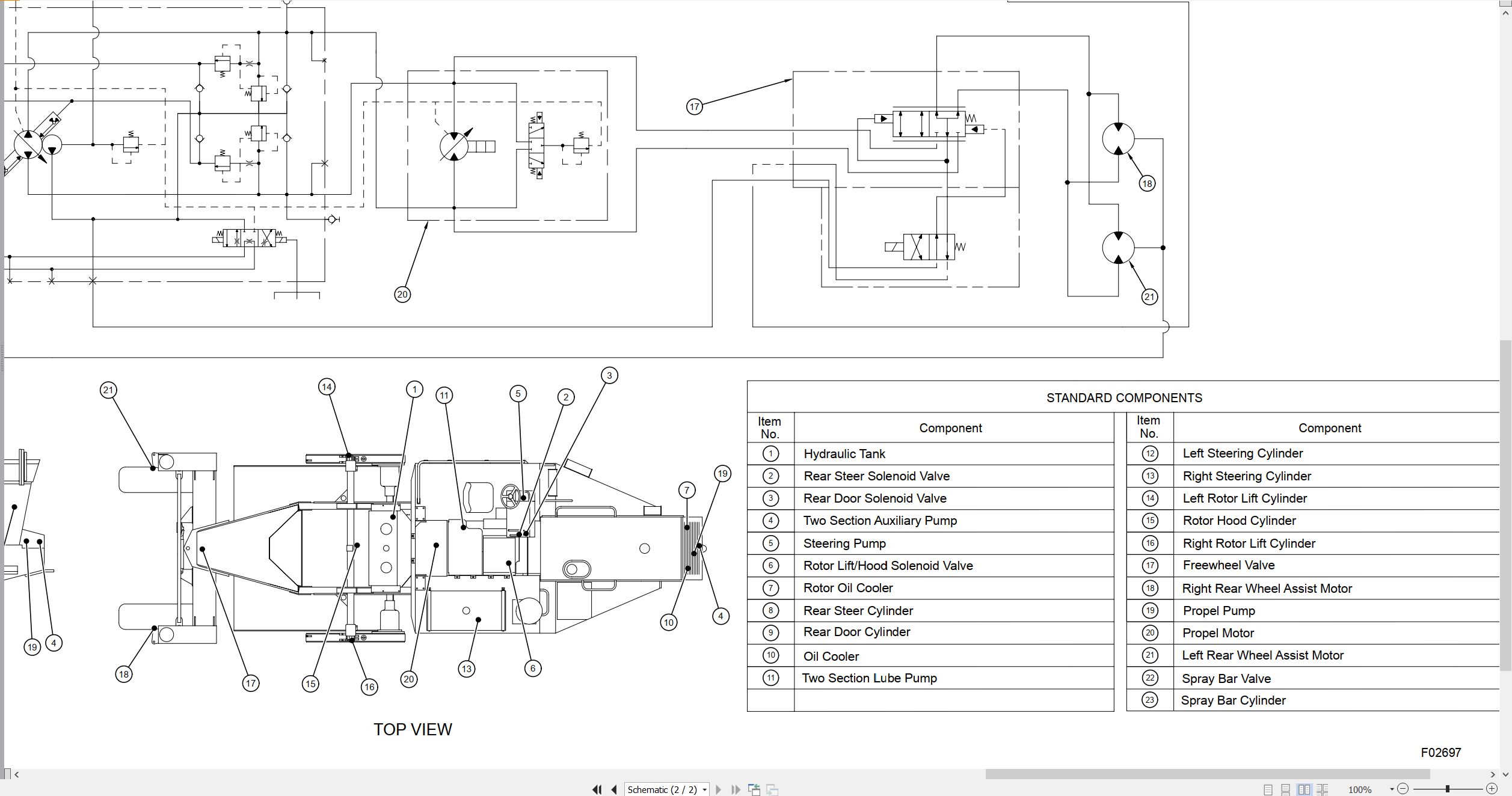 CAT Road Reclaimer RM 250C RR 250B SS 250B Hydraulic Schematic KENR2969 01 2001 (2)