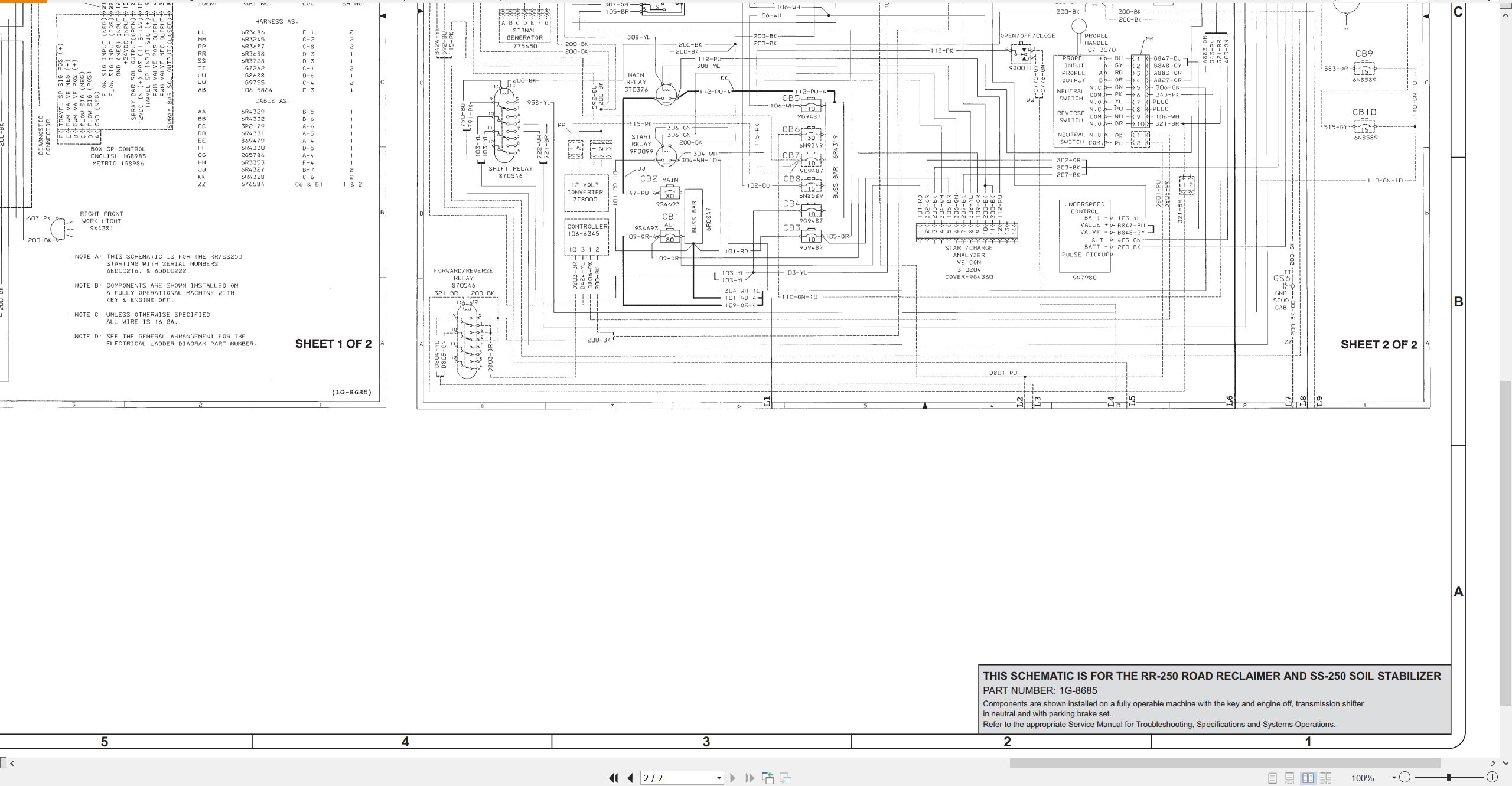 CAT Road Reclaimer RR 250 Electrical Schematic (2)