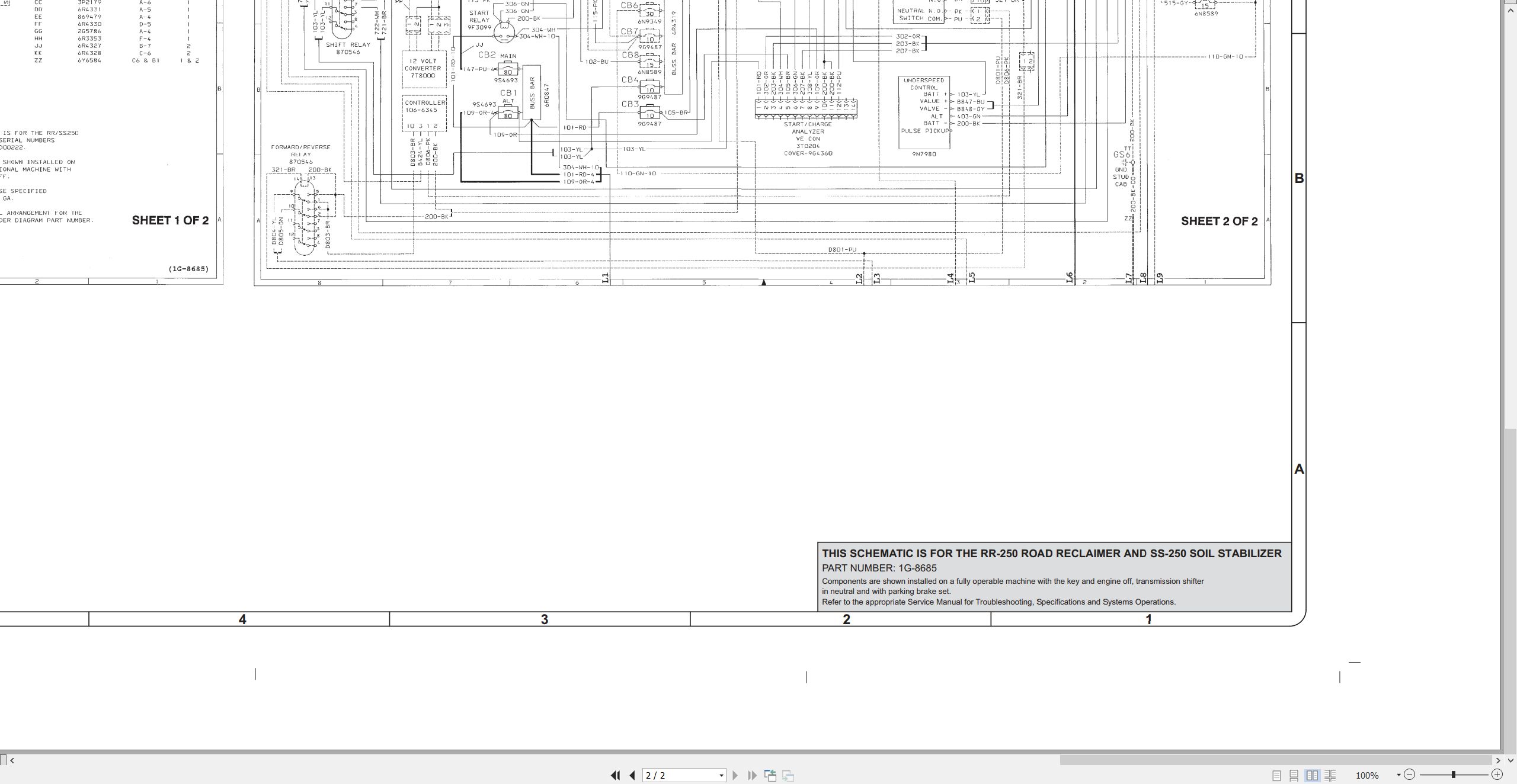 CAT Road Reclaimer SS 250 RR 250 Electrical Schematic KENR1700 00 1993 (2)