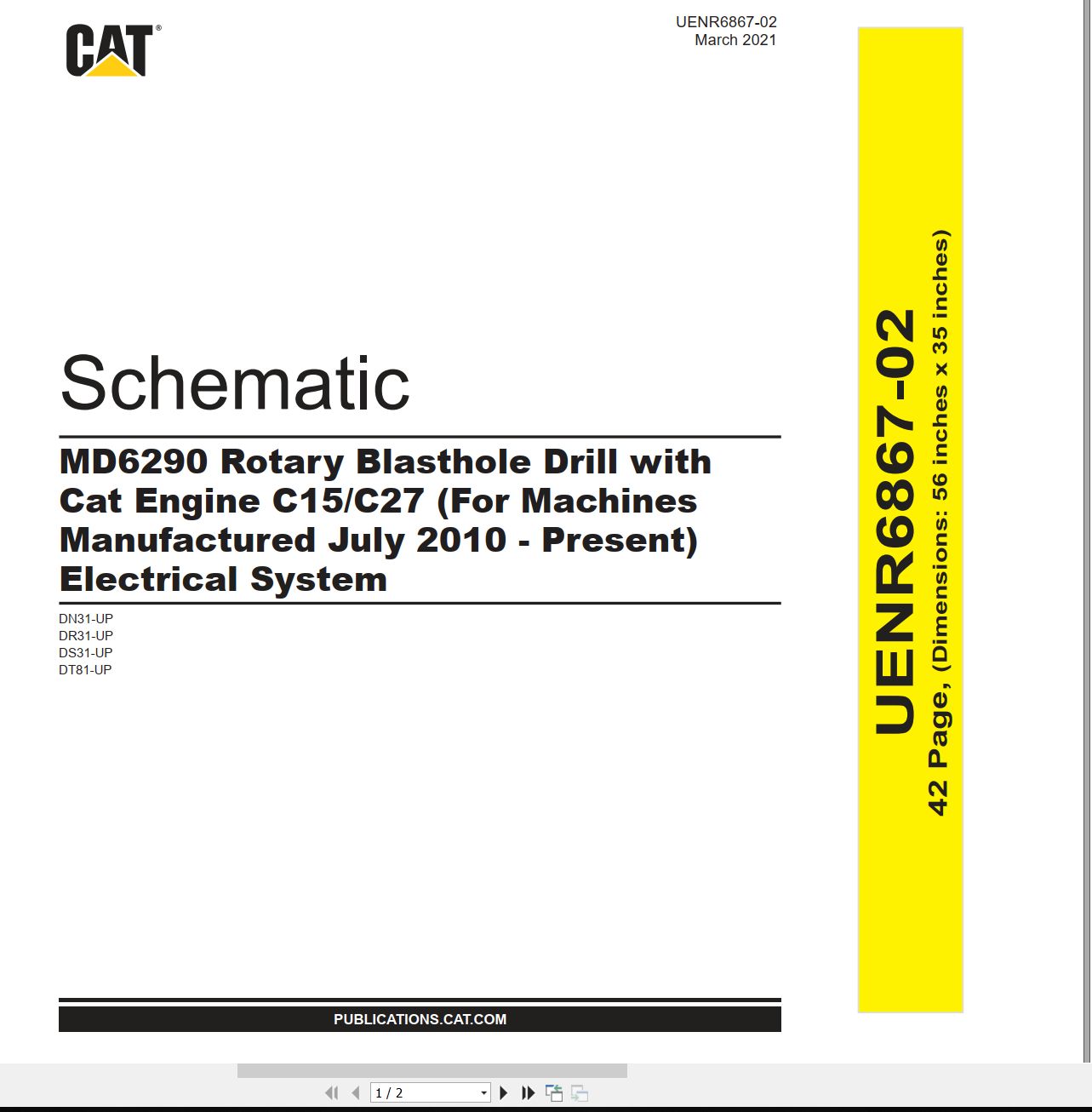 CAT Rotary Blasthole Drill MD6290 Schematic Hydraulic Schematic (1)