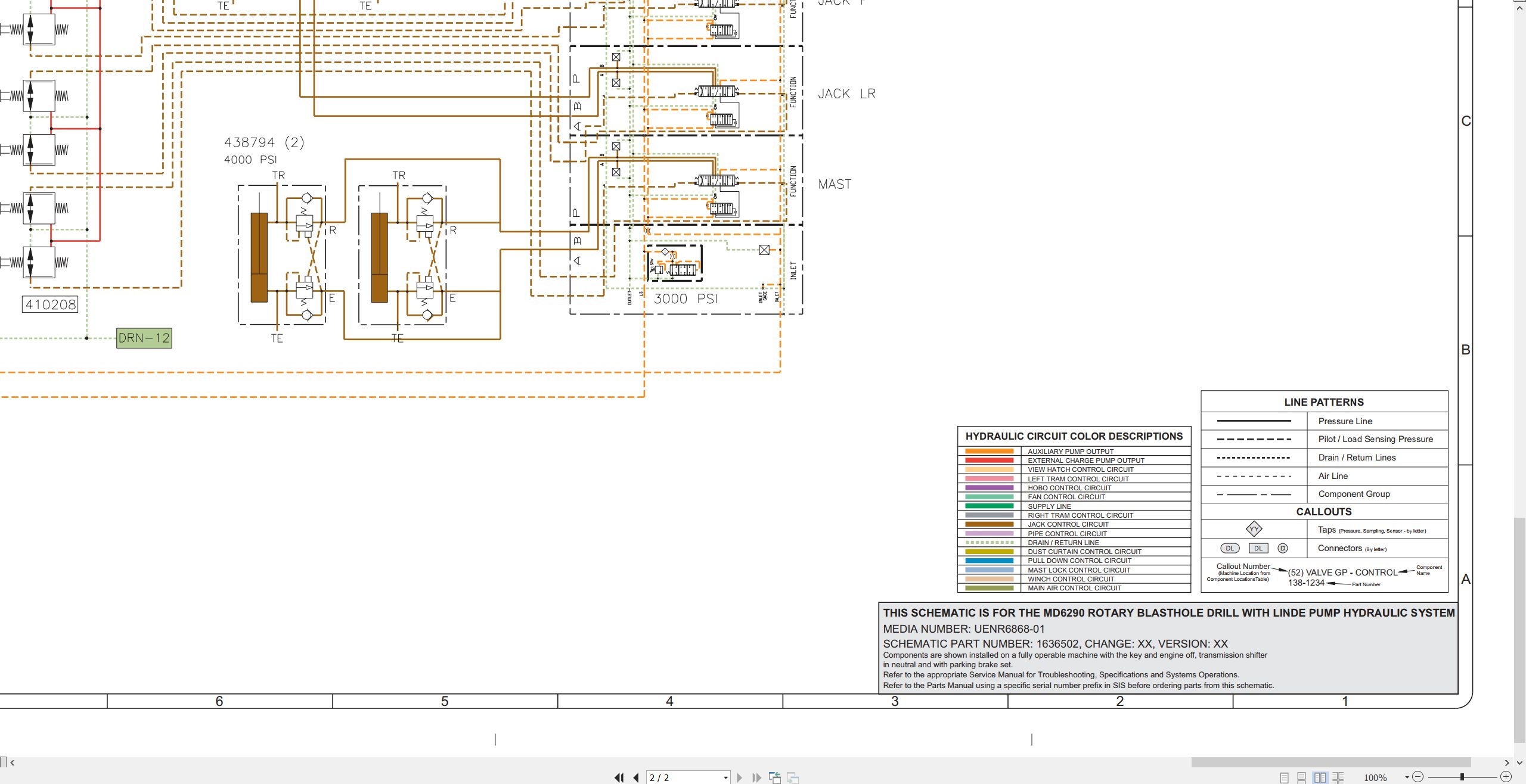 CAT Rotary Blasthole Drill MD6290 Schematic Hydraulic Schematic (3)