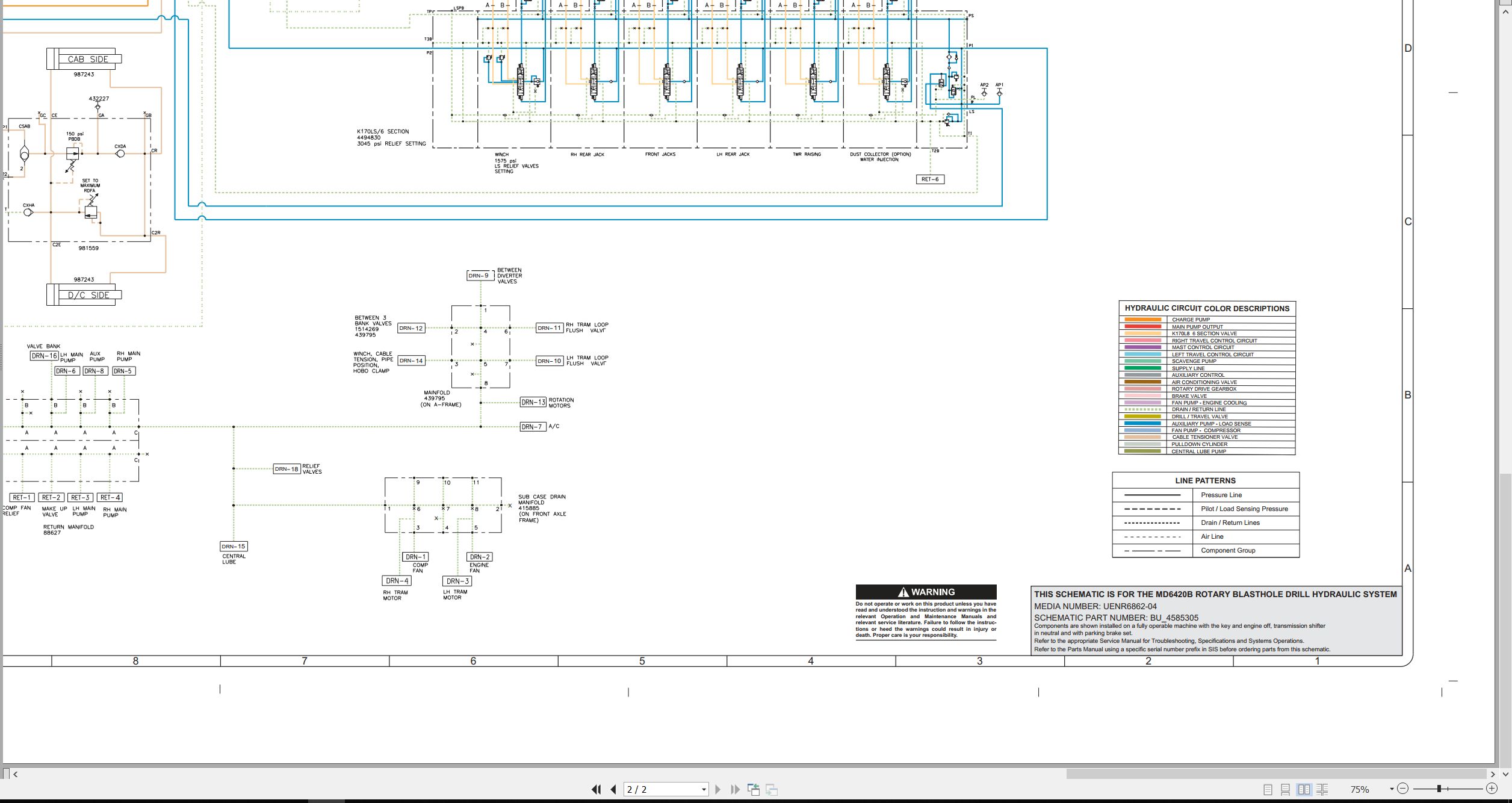 CAT Rotary Drill MD6420B Air Electrical Hydraulic Schematic (3)