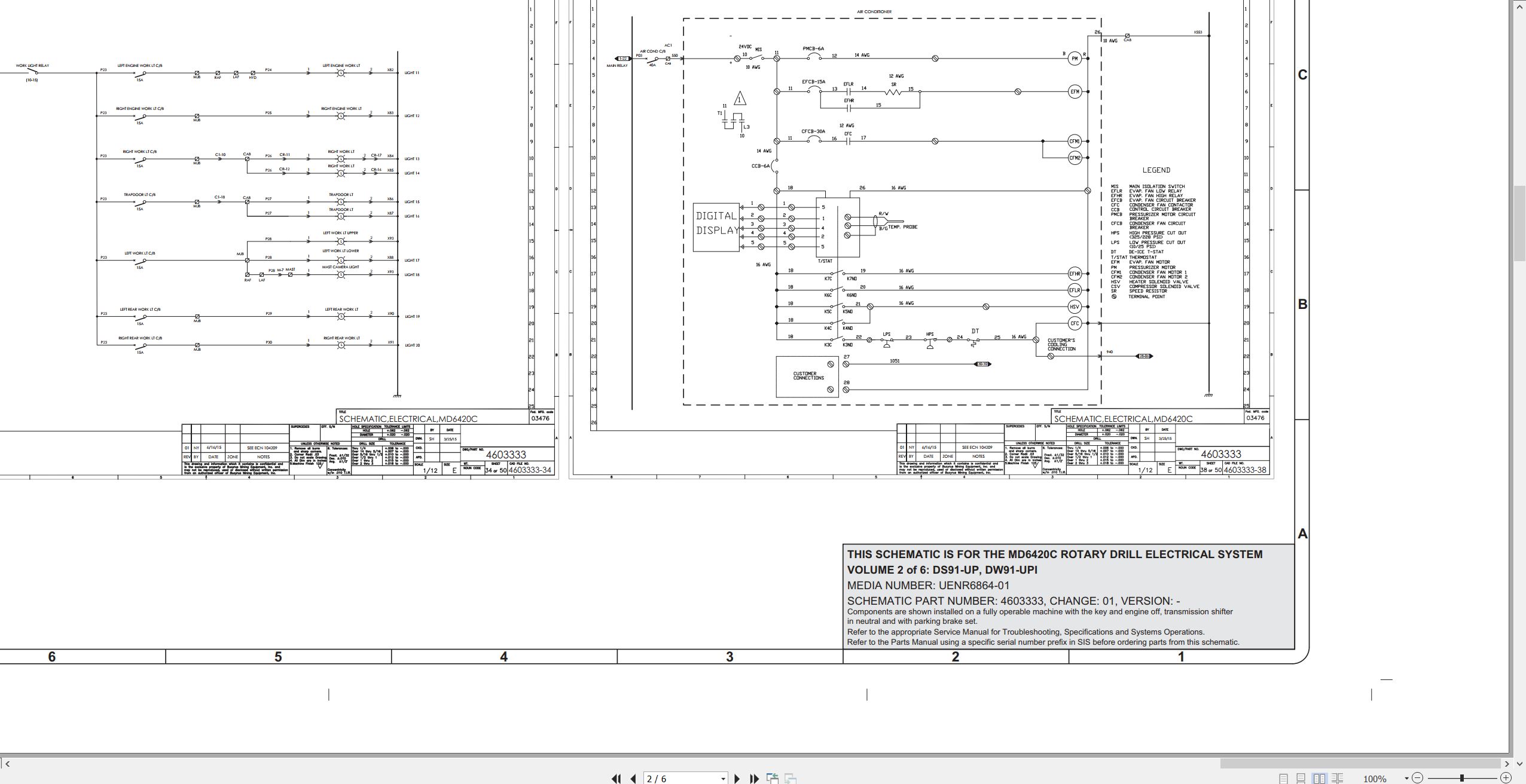CAT Rotary Drill MD6420C Air Schematic Electrical Schematic Hydraulic Schematic (2)