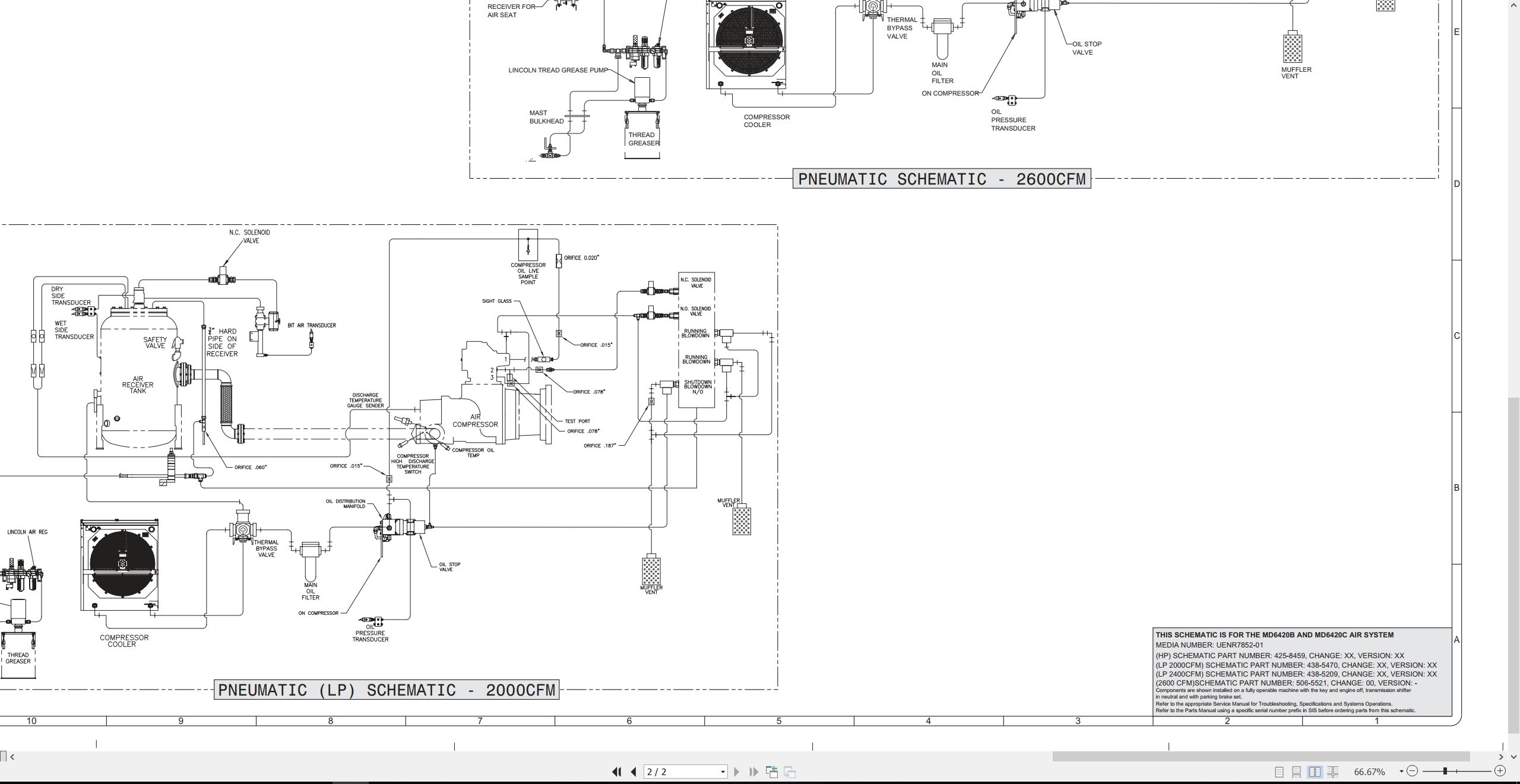 CAT Rotary Drill MD6420C Air Schematic Electrical Schematic Hydraulic Schematic (4)