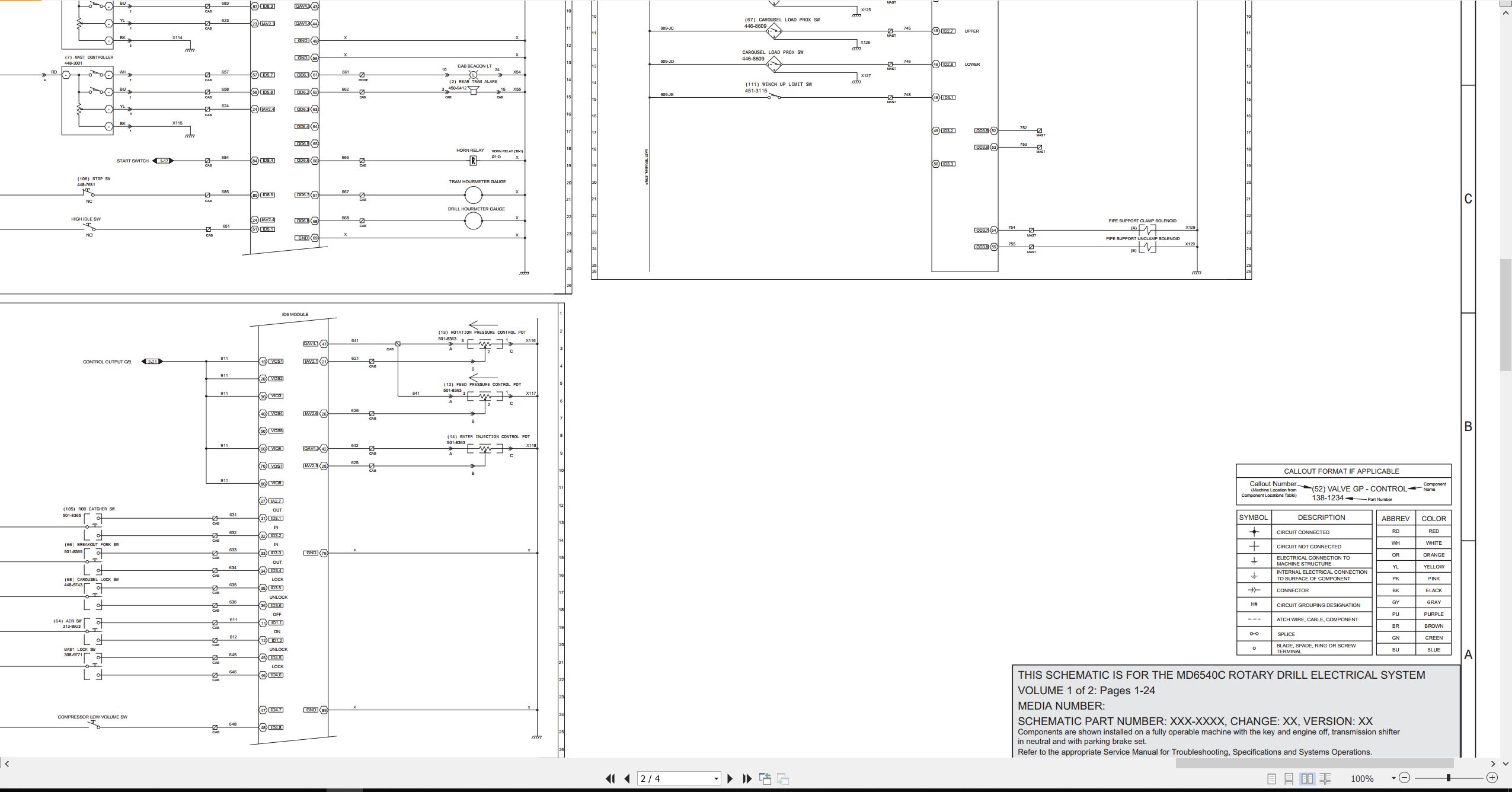 CAT Rotary Drill MD6540C Electrical Hydraulic Schematic (2)