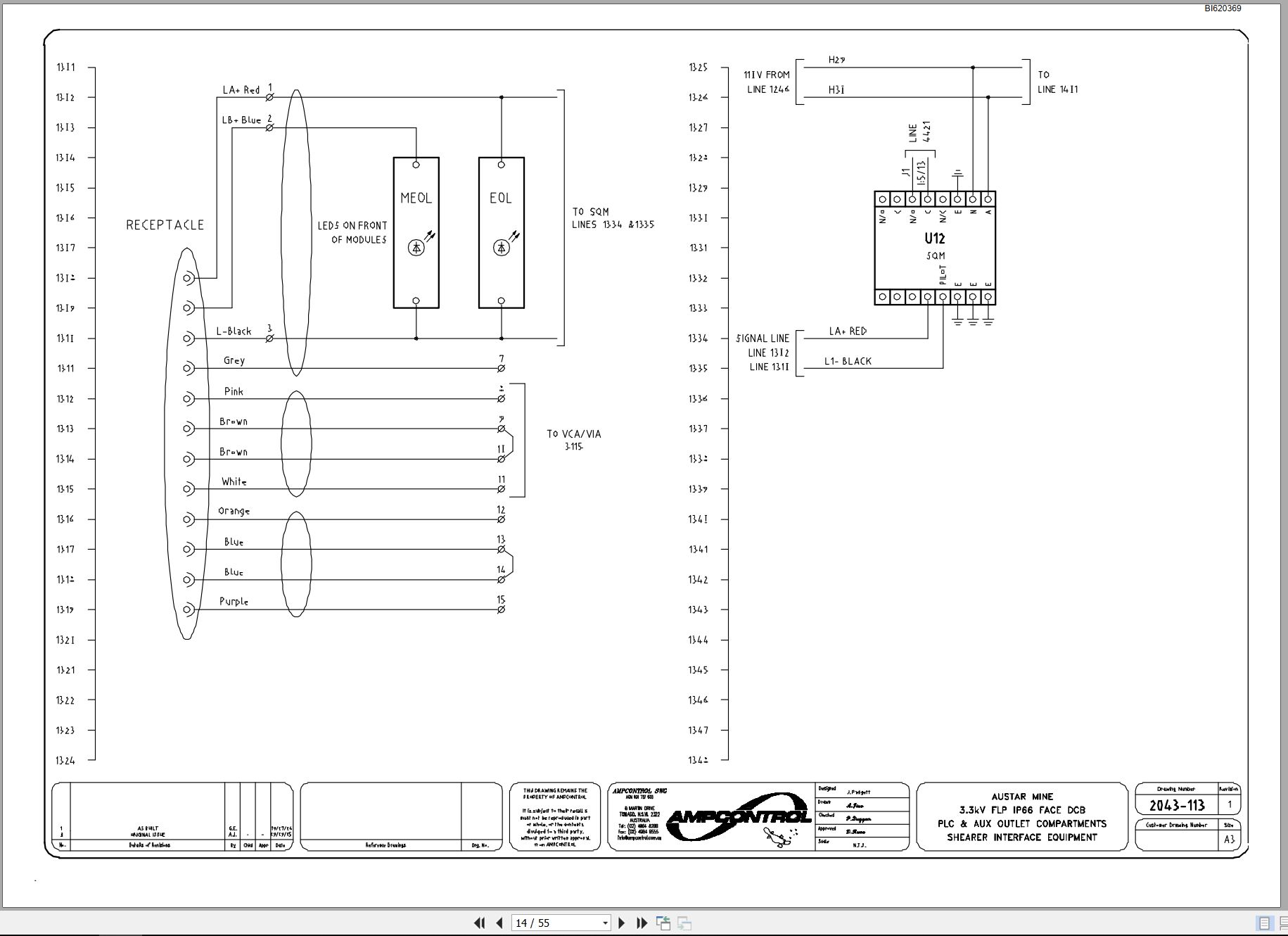 CAT Shearer Austar Austar DCB Electrical Schematic BI620369 00 (1)