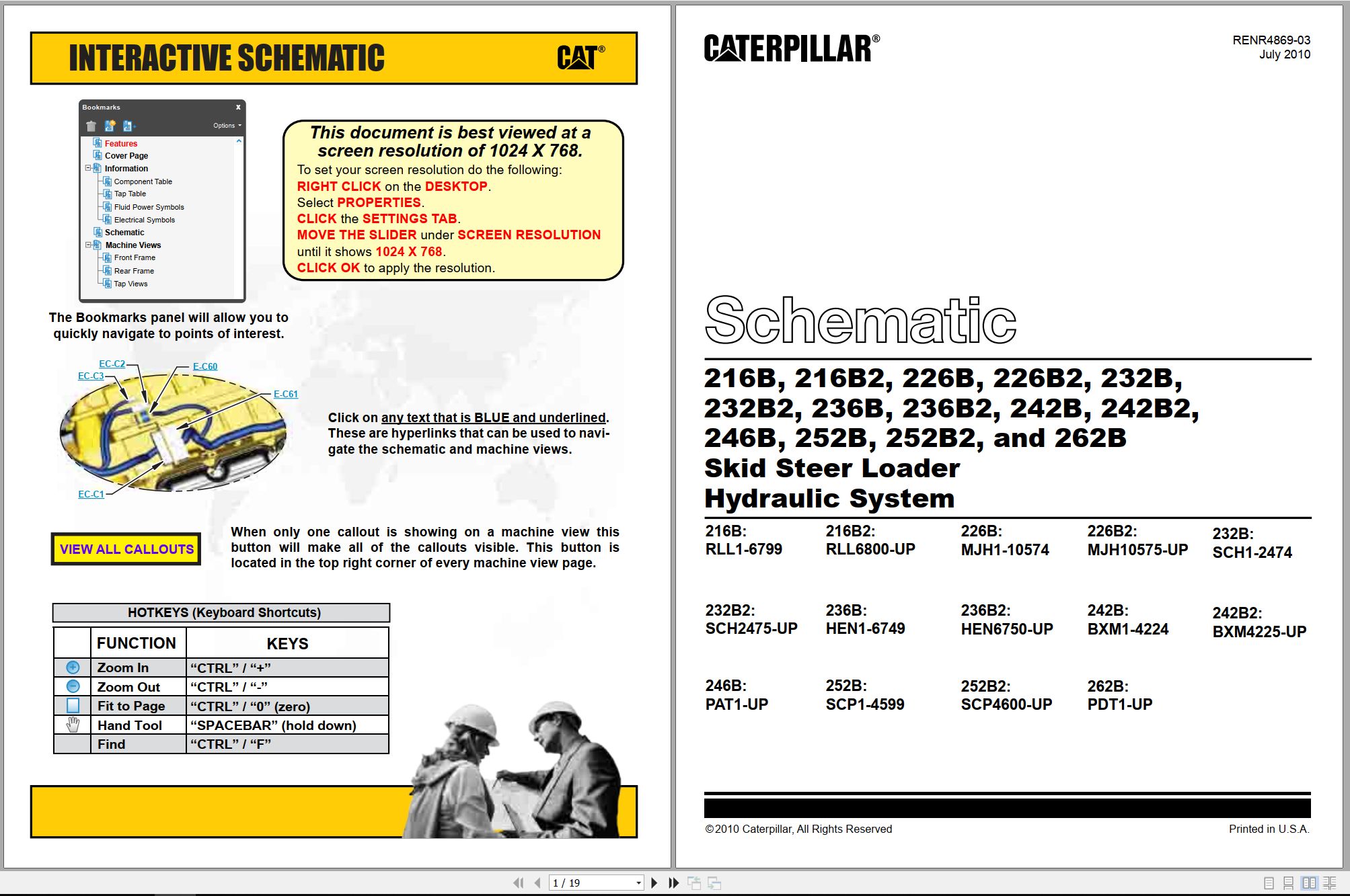 CAT Skid Steer Loader 216B to 246B Hydraulic Schematic RENR4869 03 2010 (1)