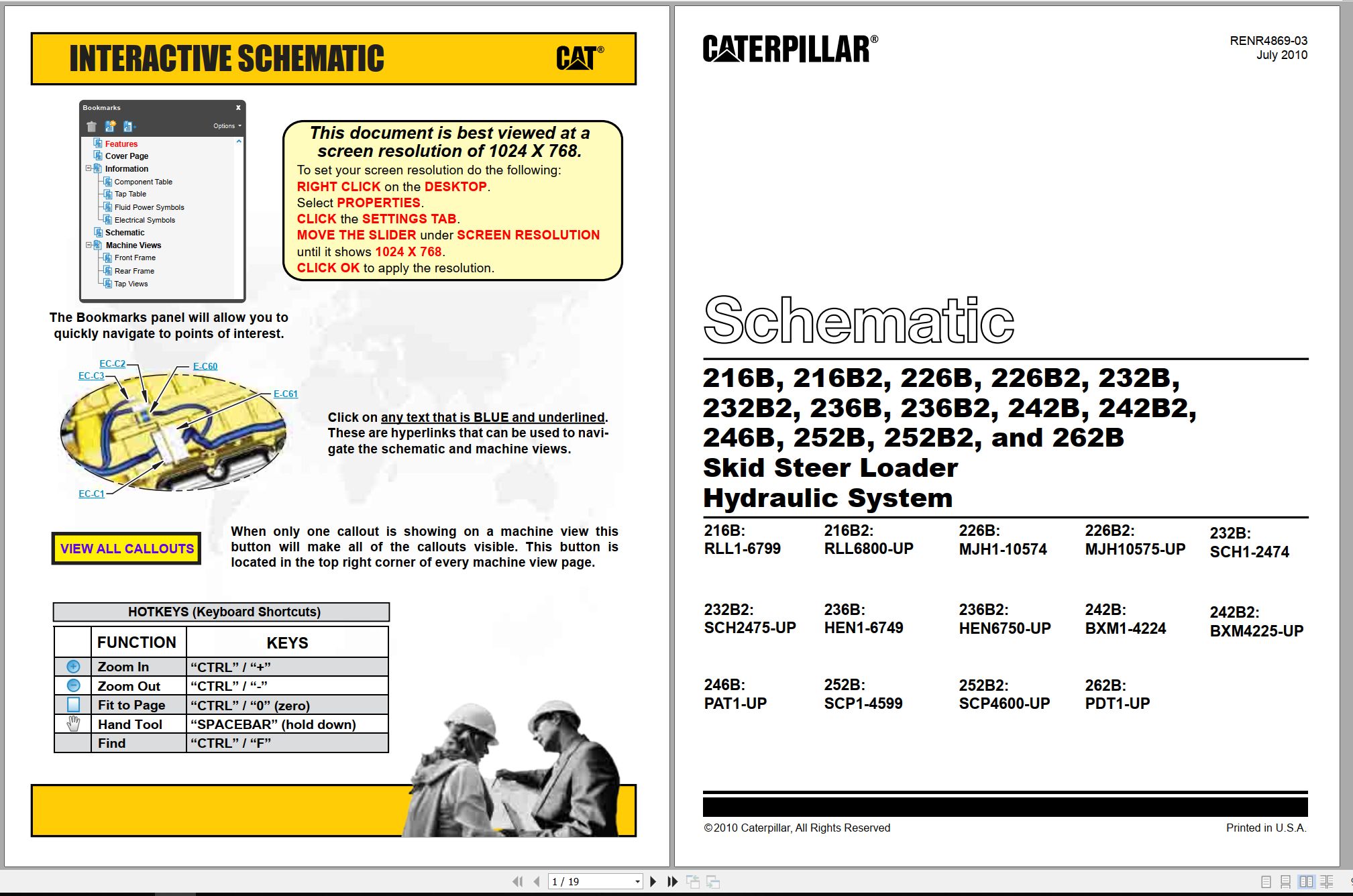 CAT Skid Steer Loader 216B to 262B Hydraulic Schematic RENR4869 03 2010 (1)