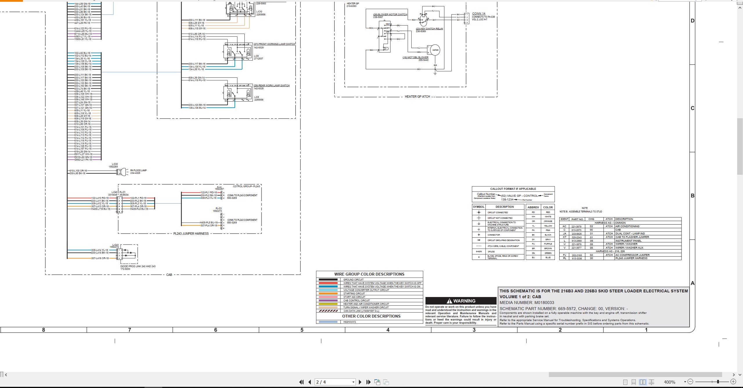 CAT Skid Steer Loader 216B3 Electrical Hydraulic Schematic (2)