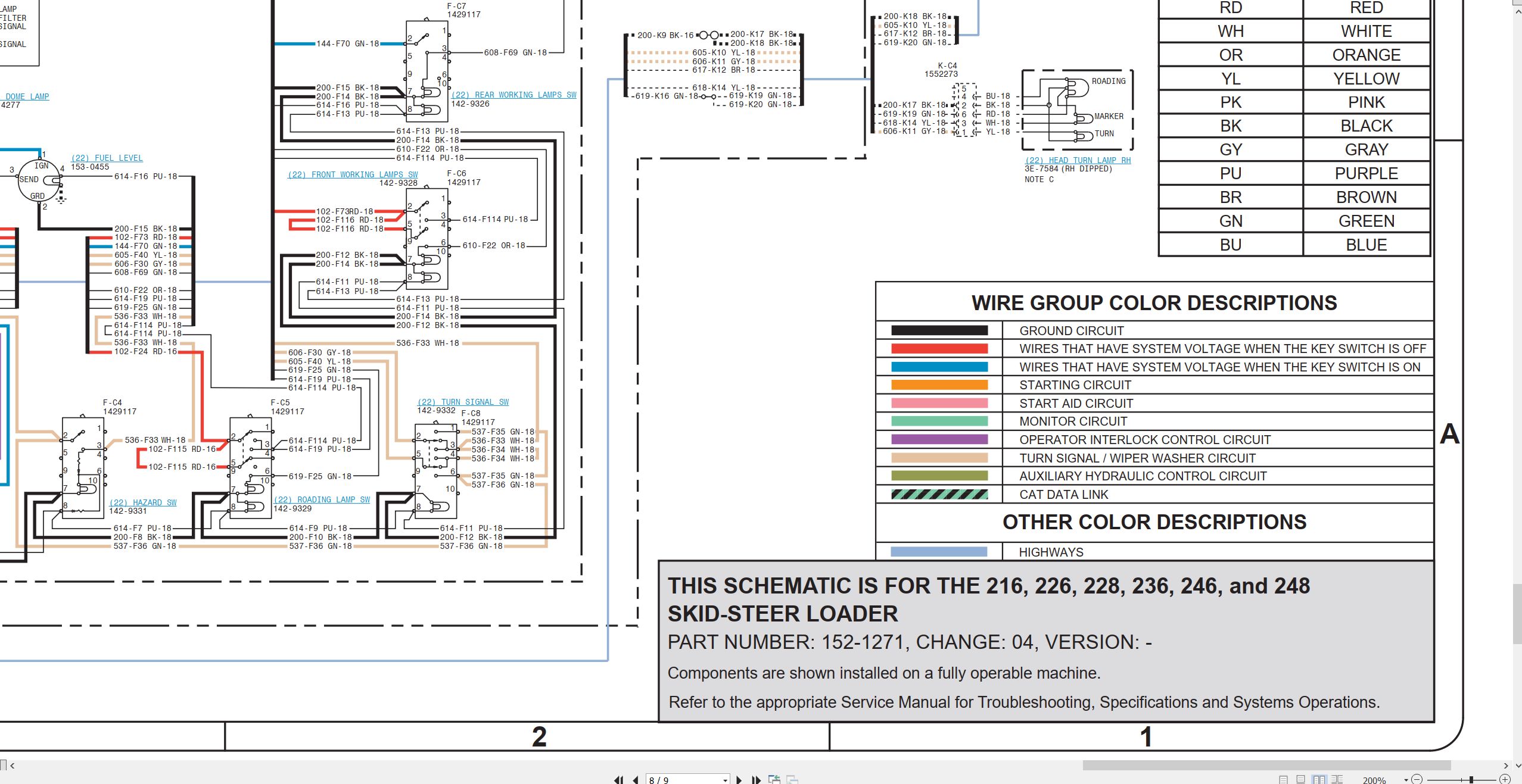 CAT Skid Steer Loader 226 Electrical Schematic (2)