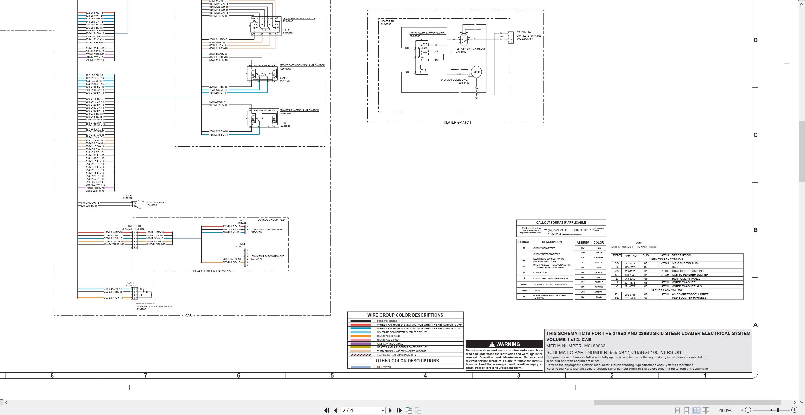 CAT Skid Steer Loader 226B3 Electrical Hydraulic Schematic (2)