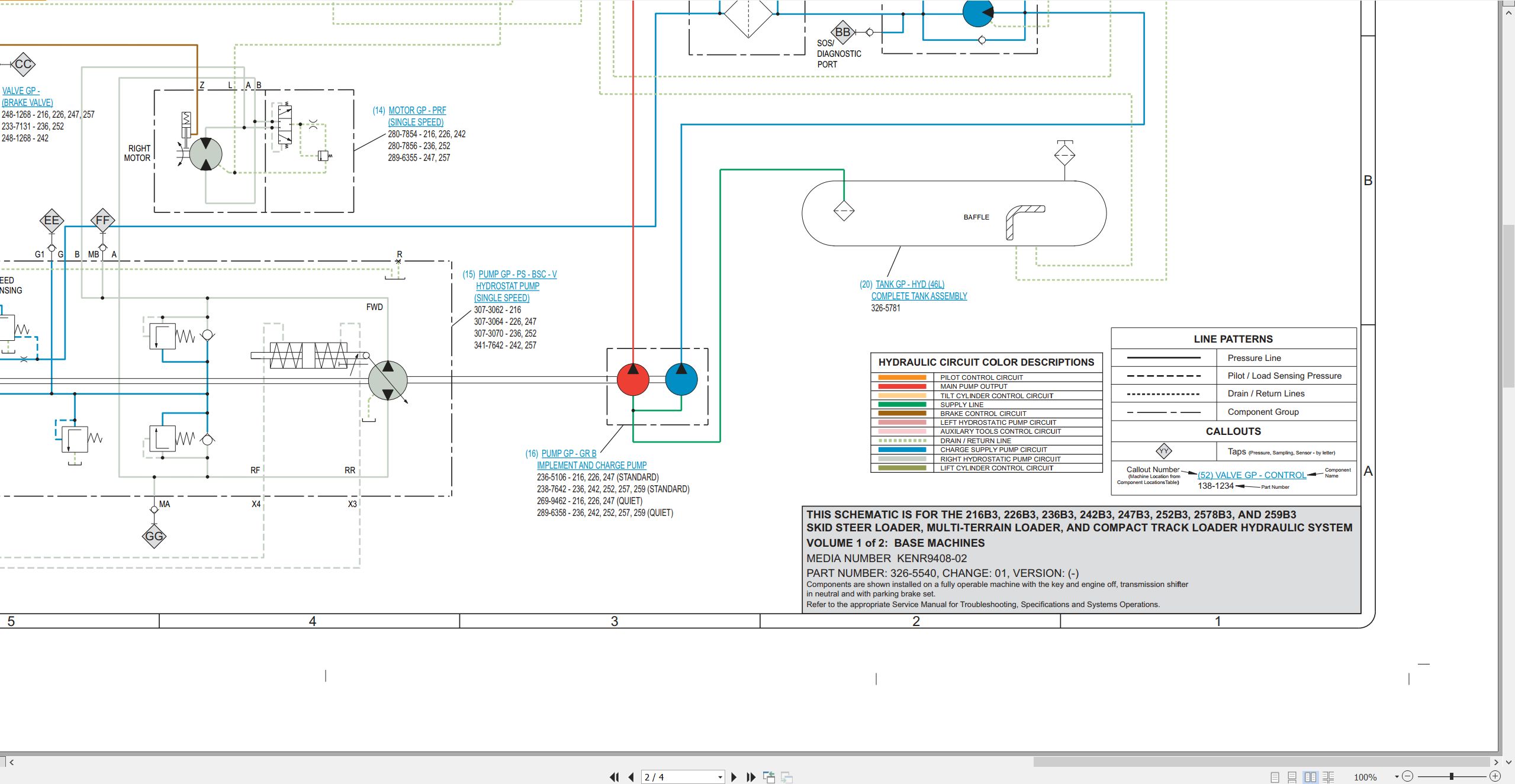 CAT Skid Steer Loader 226B3 Electrical Hydraulic Schematic (3)