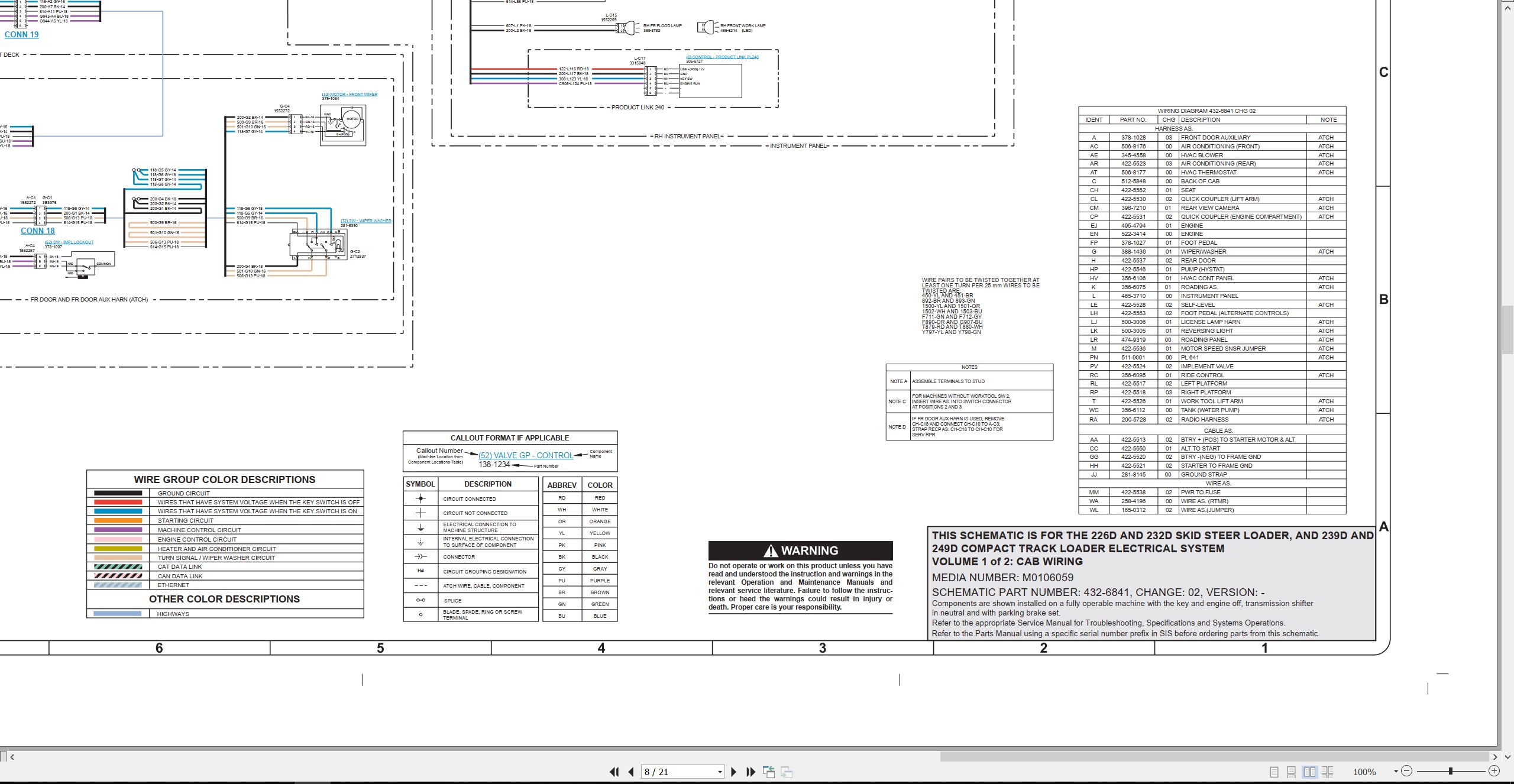 CAT Skid Steer Loader 226D Electrical Hydraulic Schematic (2)