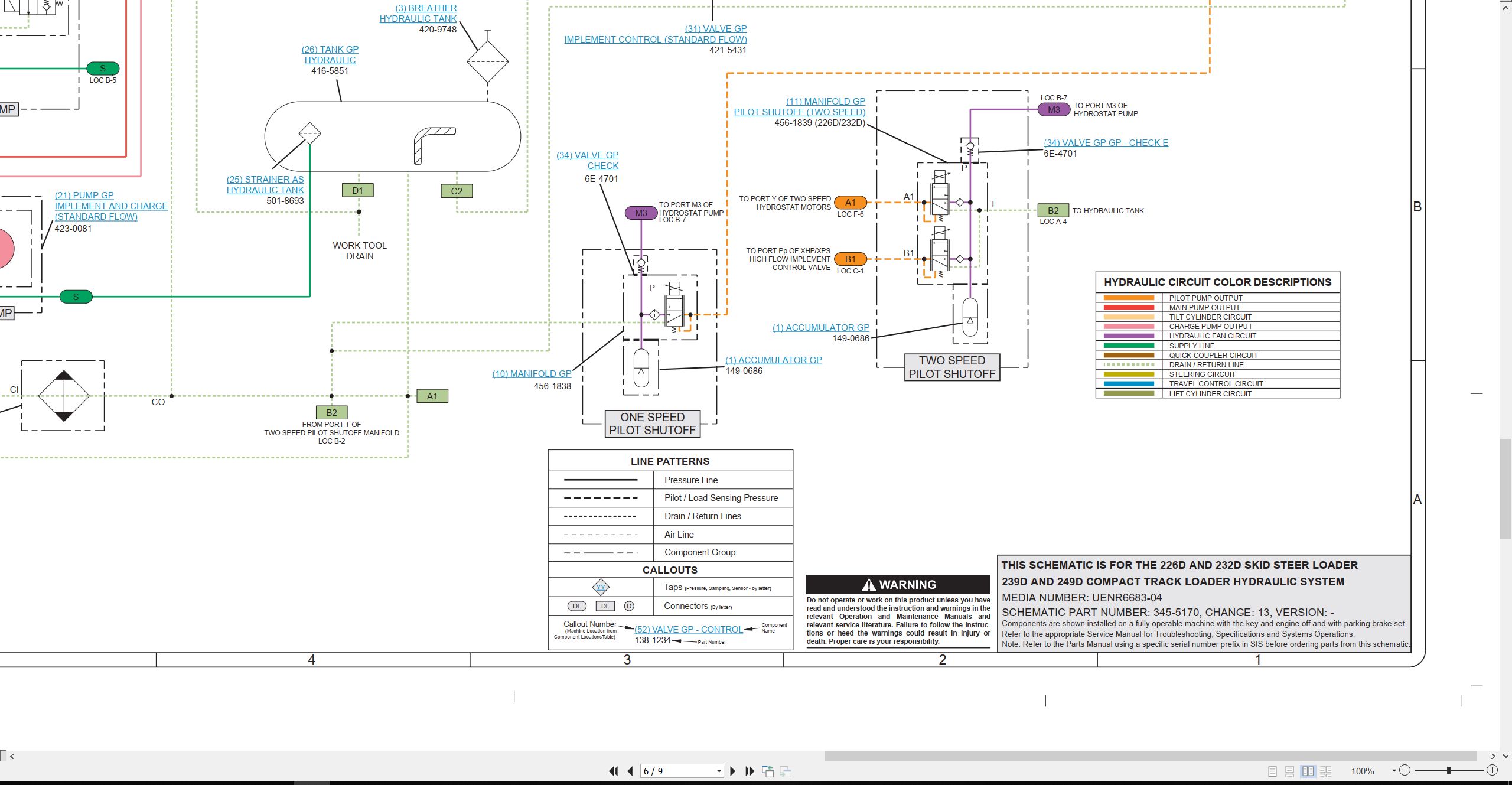 CAT Skid Steer Loader 226D Electrical Hydraulic Schematic (3)