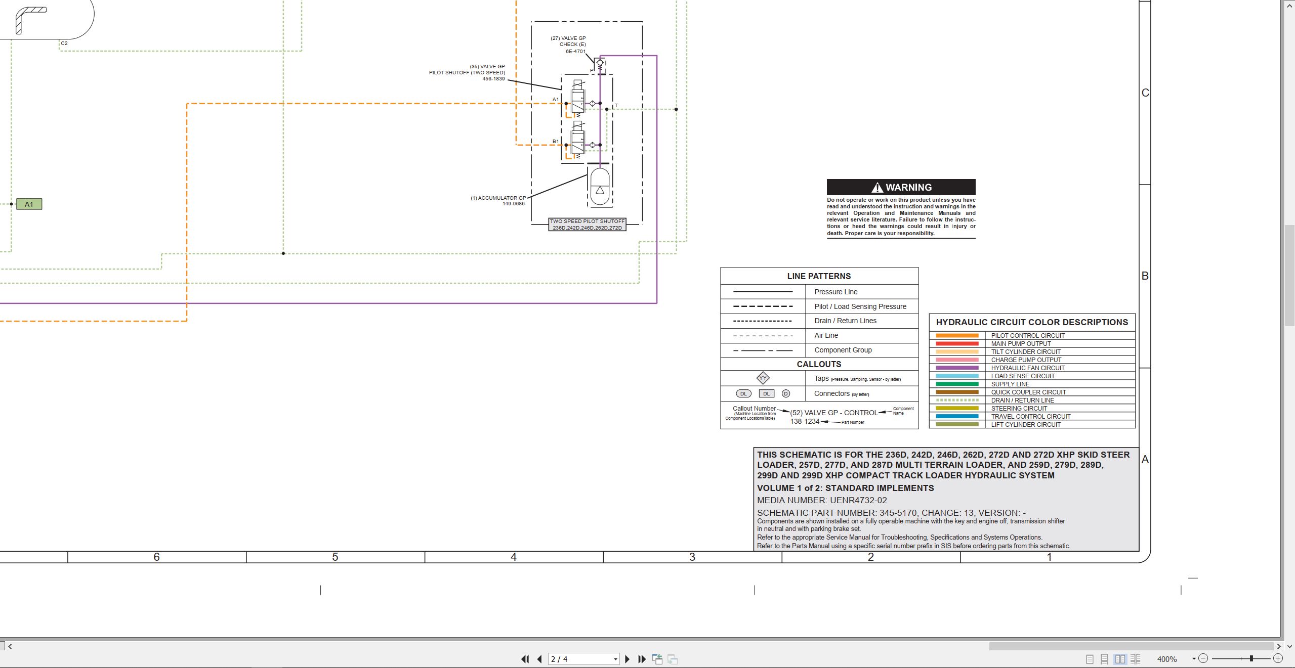 CAT Skid Steer Loader 236D Electrical Hydraulic Schematic (3)