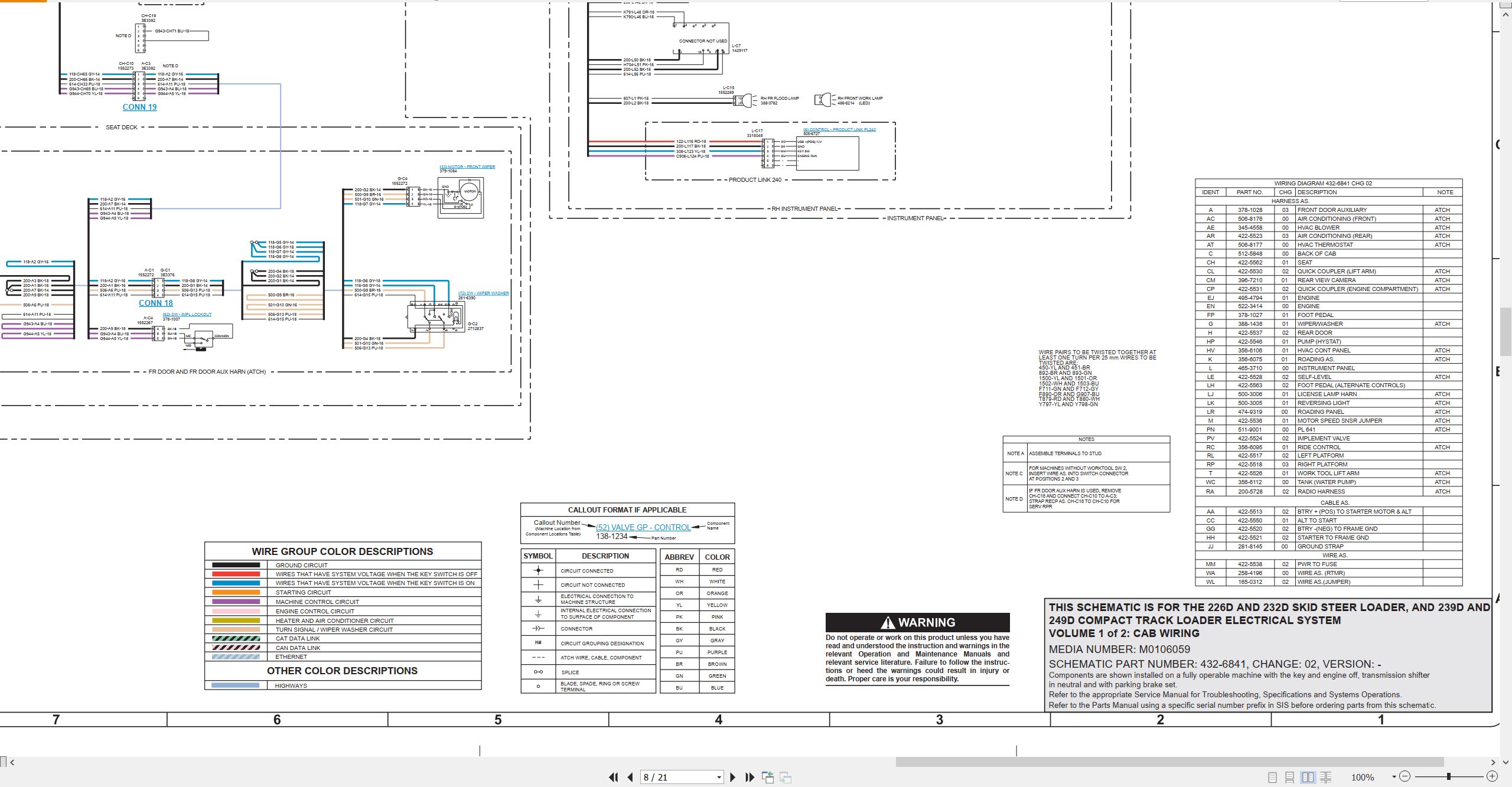CAT Skid Steer Loader 239D Electrical Hydraulic Schematic (2)