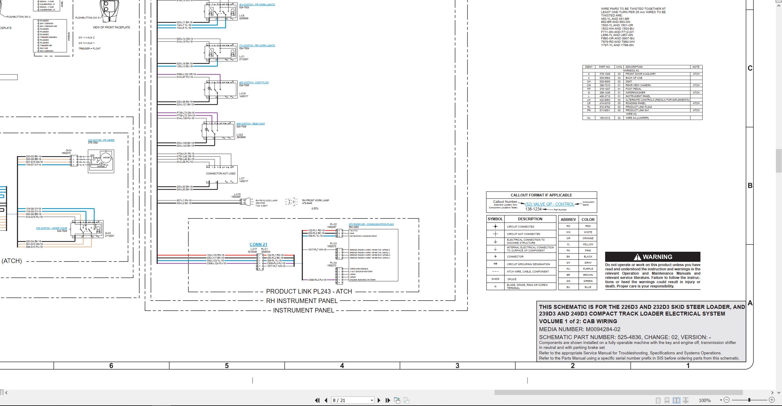 CAT Skid Steer Loader 239D3 Electrical Hydraulic Schematic (2)