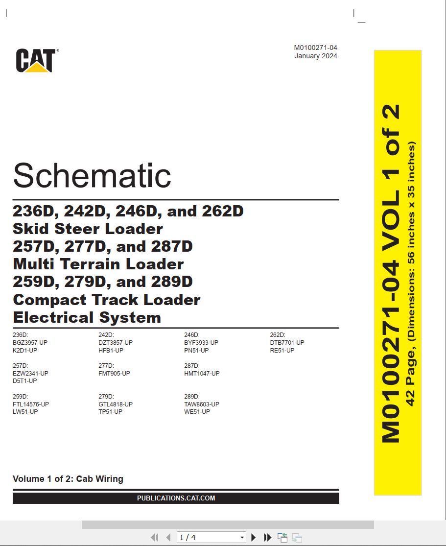 CAT Skid Steer Loader 242D Electrical Hydraulic Schematic (1)