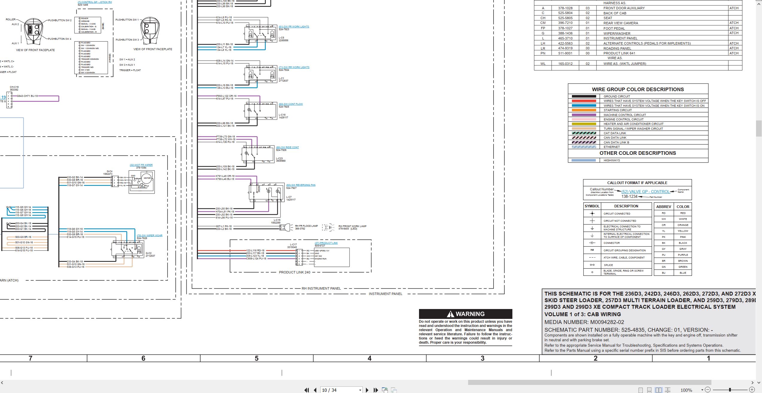 CAT Skid Steer Loader 242D3 Electrical Hydraulic Schematic (2)