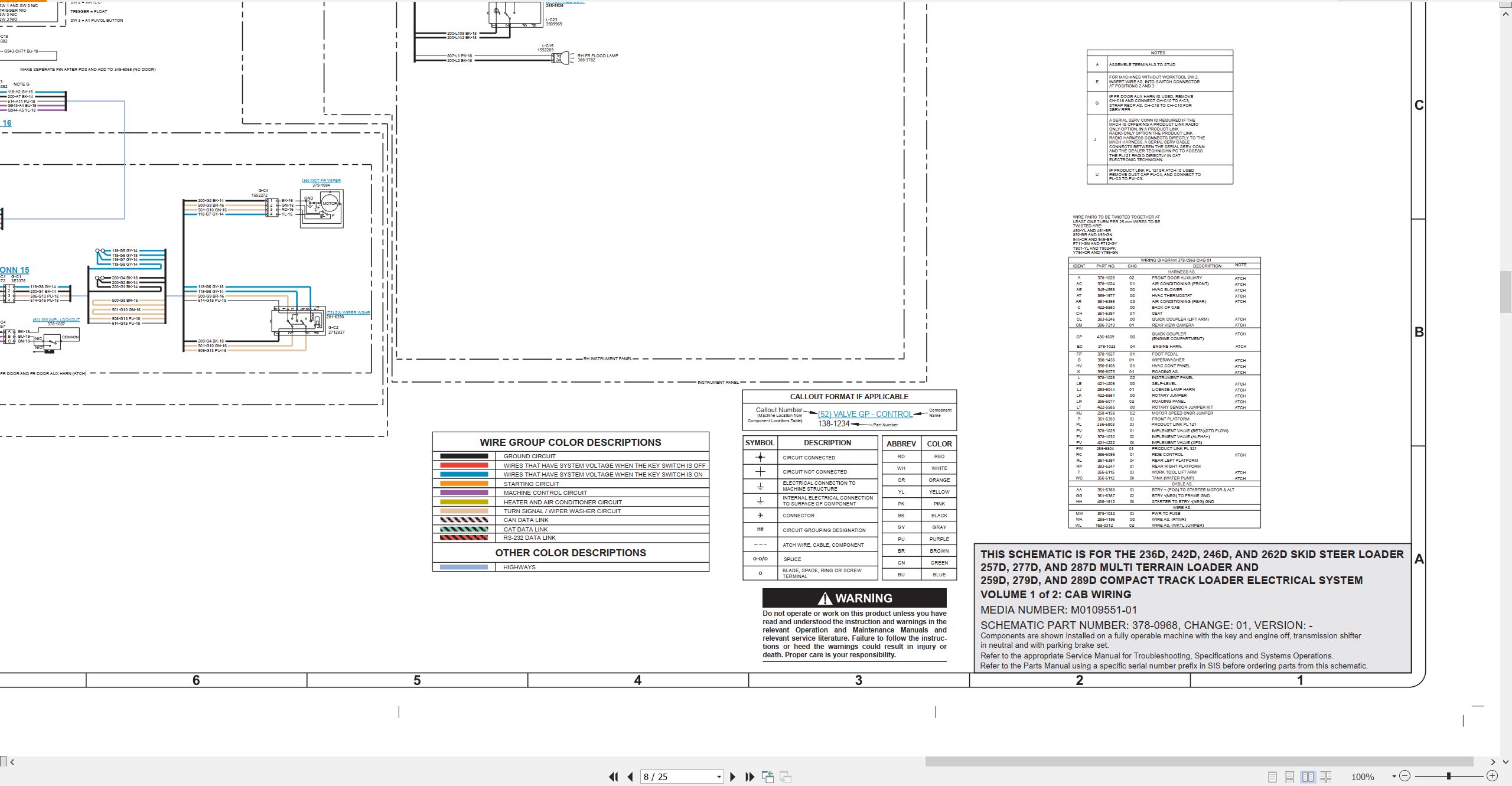 CAT Skid Steer Loader 246D Electrical Hydraulic Schematic (2)