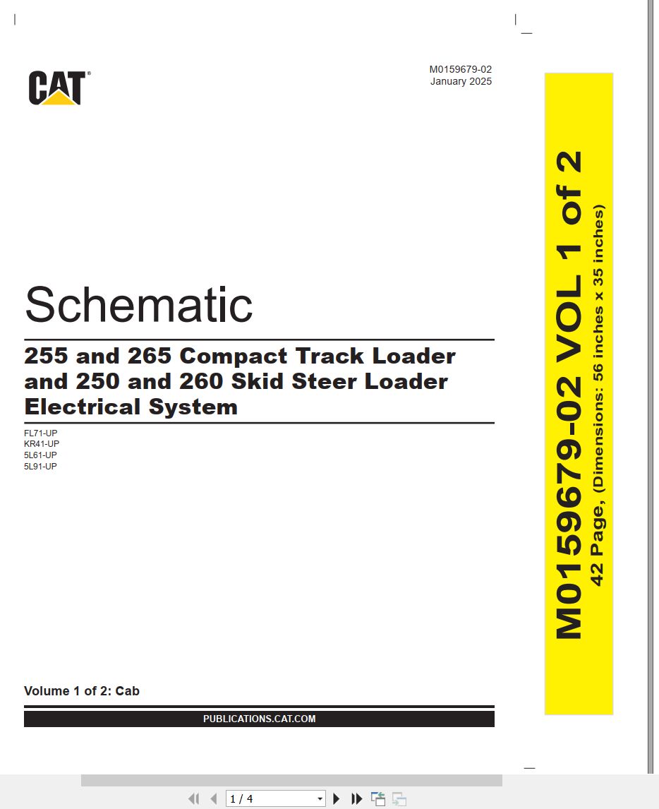 CAT Skid Steer Loader 250 Electrical Hydraulic Schematic (1)