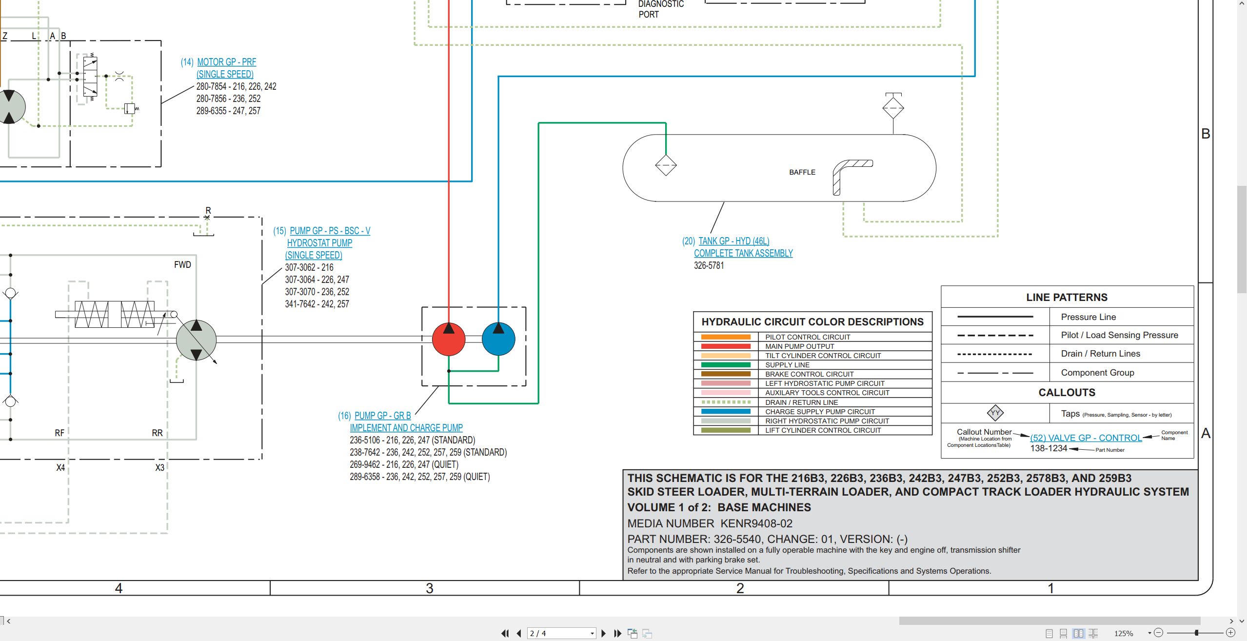 CAT Skid Steer Loader 252B3 Electrical Hydraulic Schematic (3)