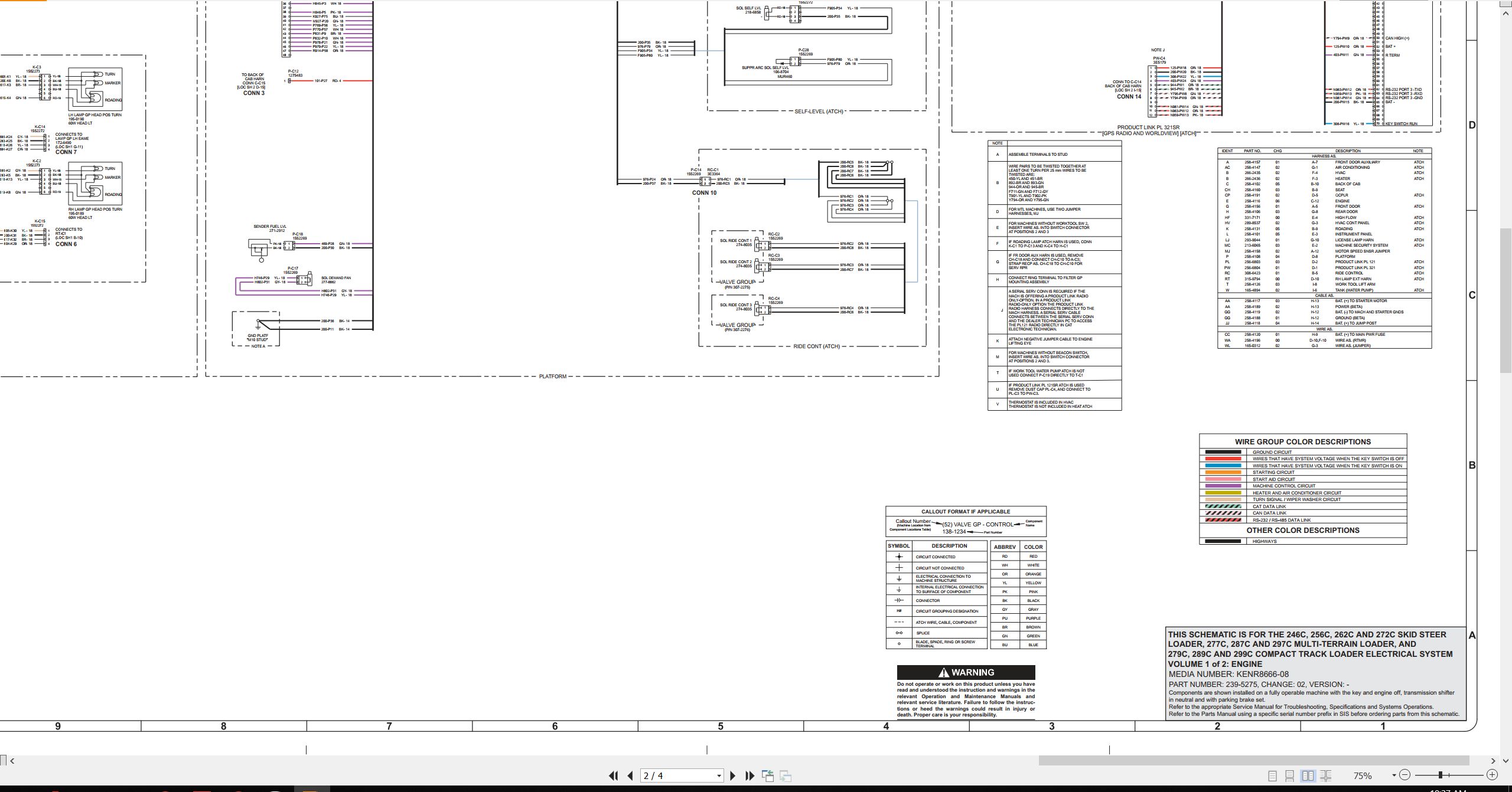 CAT Skid Steer Loader 256C Electrical Hydraulic Schematic (2)