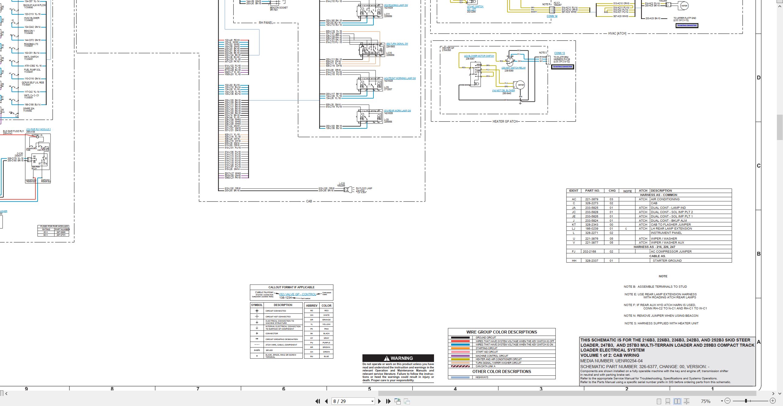 CAT Skid Steer Loader 257B3 Electrical Hydraulic Schematic (2)