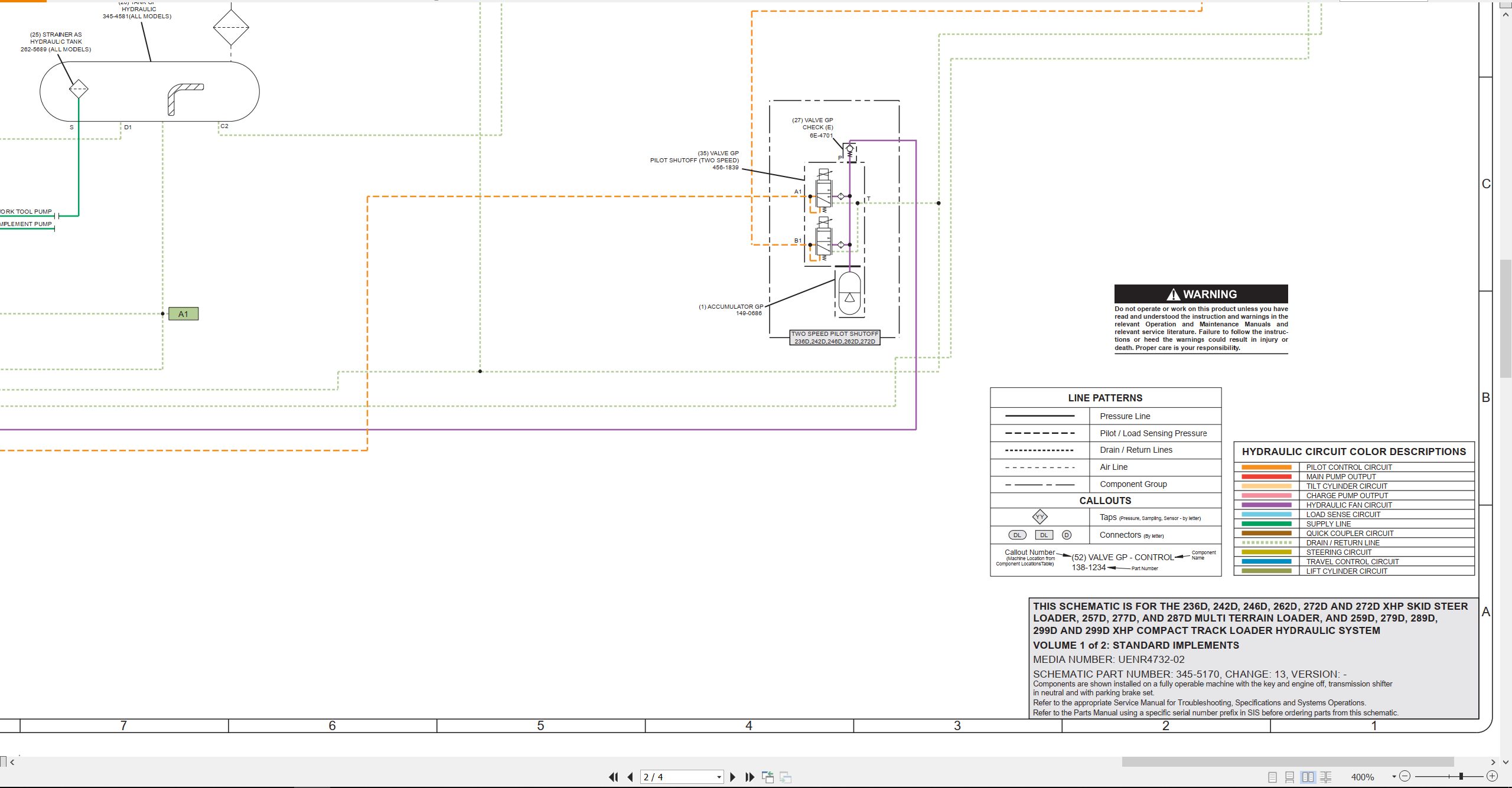 CAT Skid Steer Loader 259D Electrical Hydraulic Schematic (3)